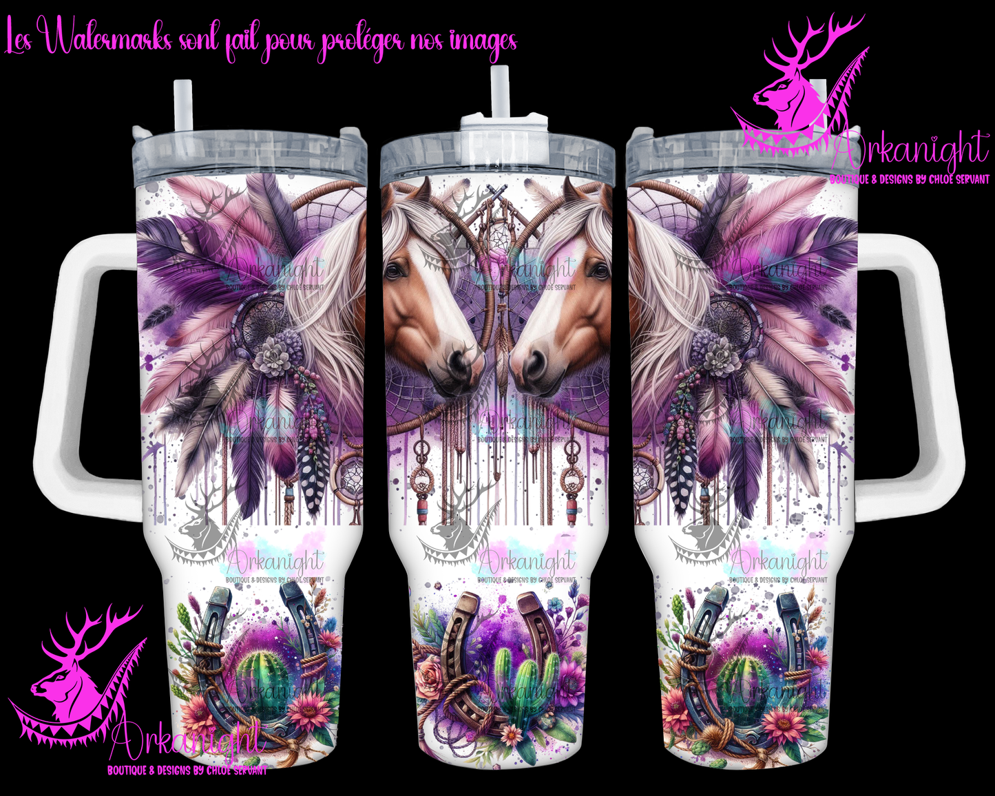 Numérique 40 oz - Watercolor Boho Palomino Horse