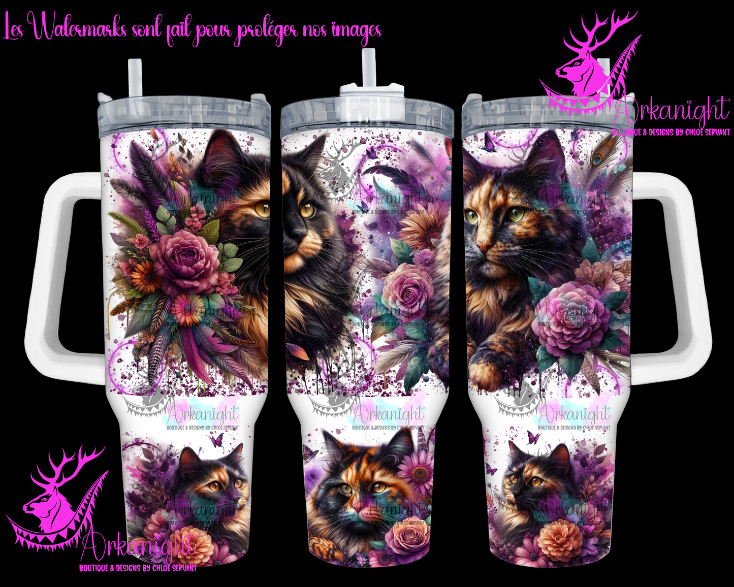 Gourde 40 oz sur commande - Turtoiseshell Cat