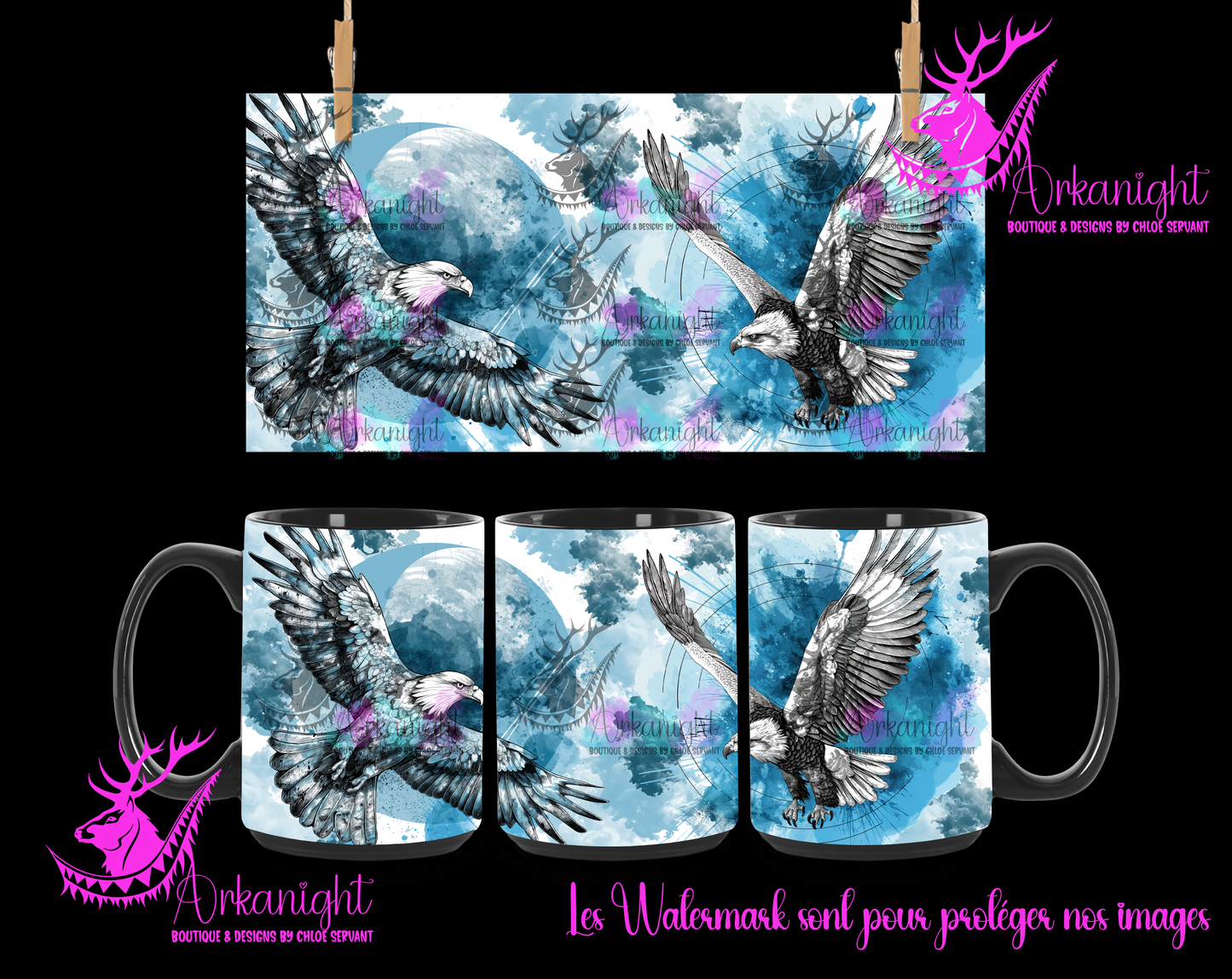 Tasse en céramique sur commande - Lines Art - Eagle