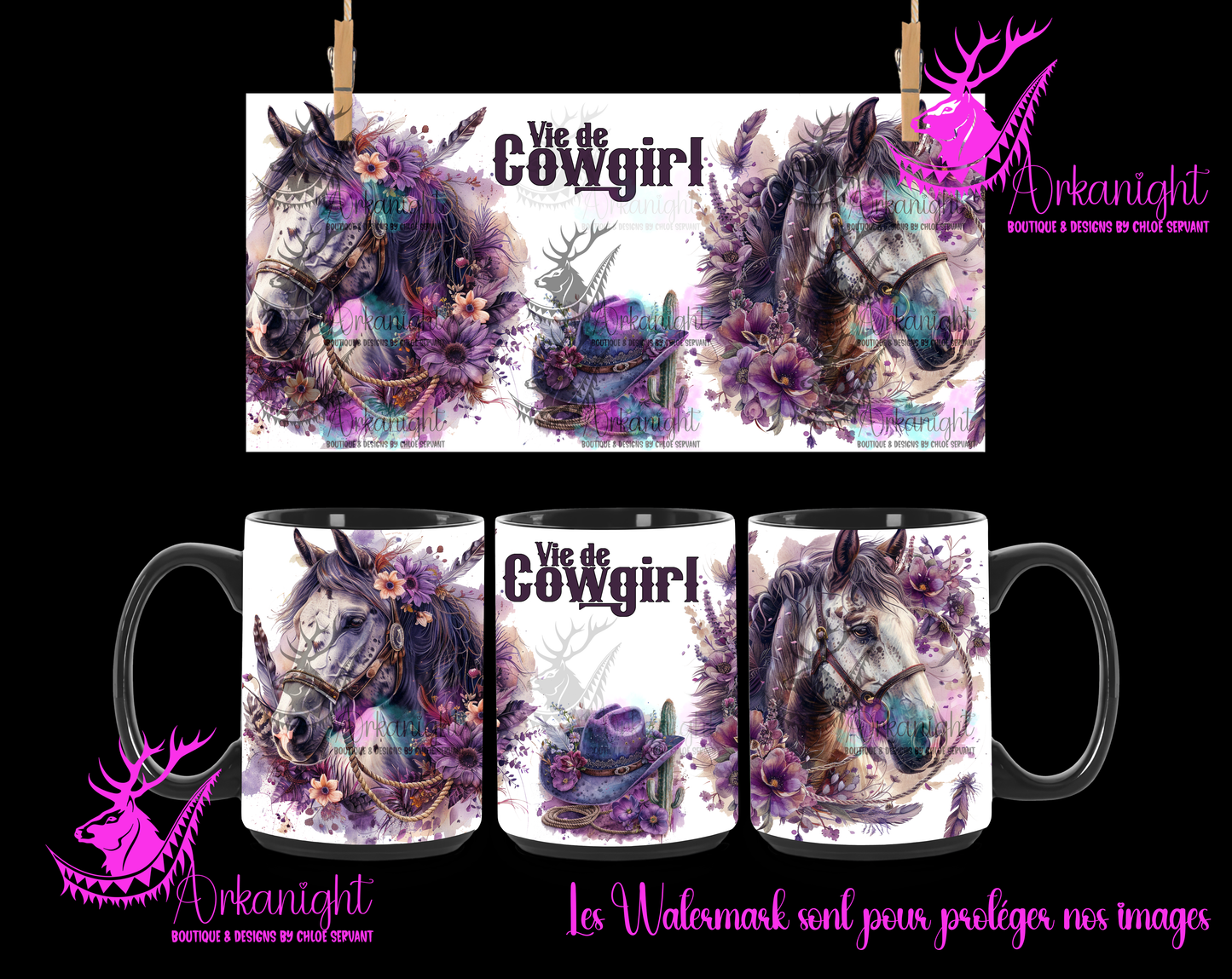 Tasse en céramique sur commande - Vie de Cowgirl - Apaloosa