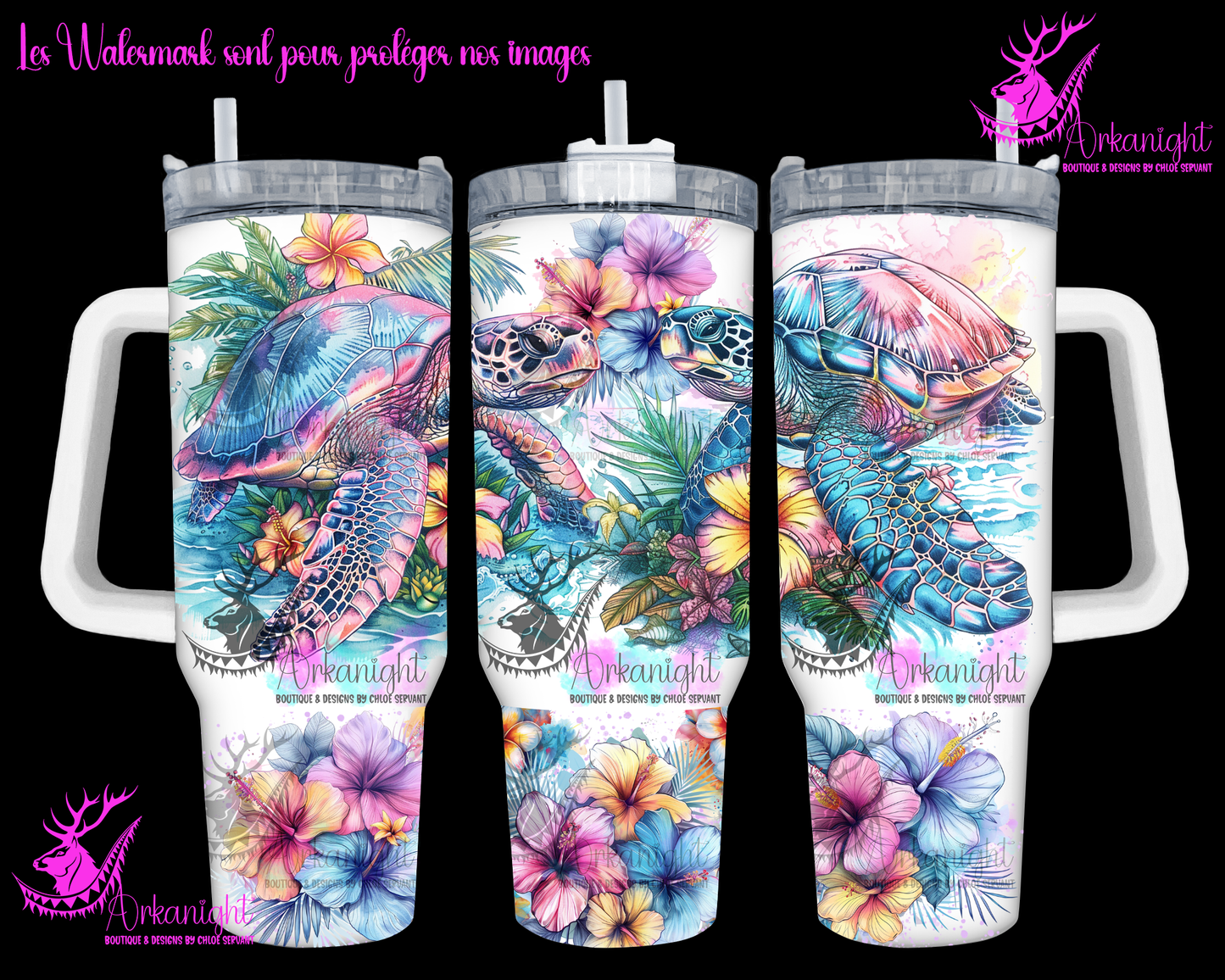 Gourde 40 oz sur commande - Pastel Turtle