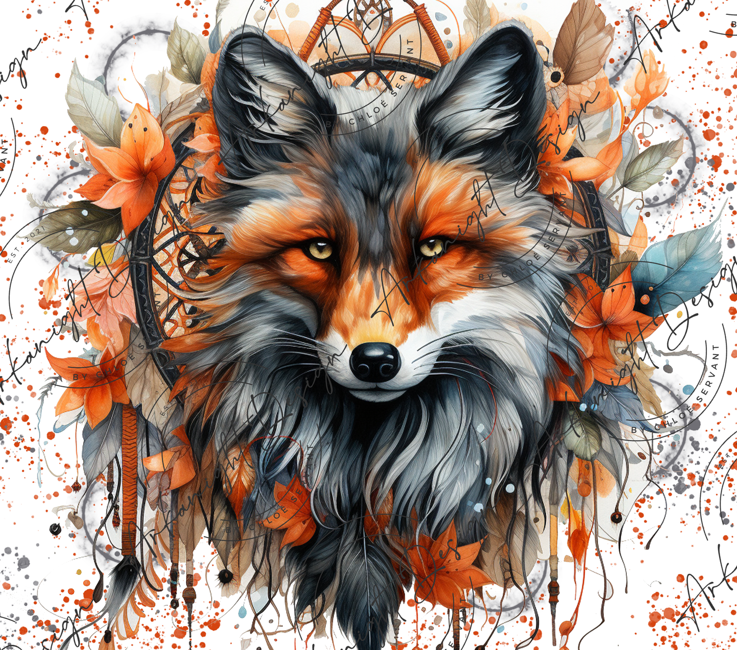 Red & Grey Boho Fox