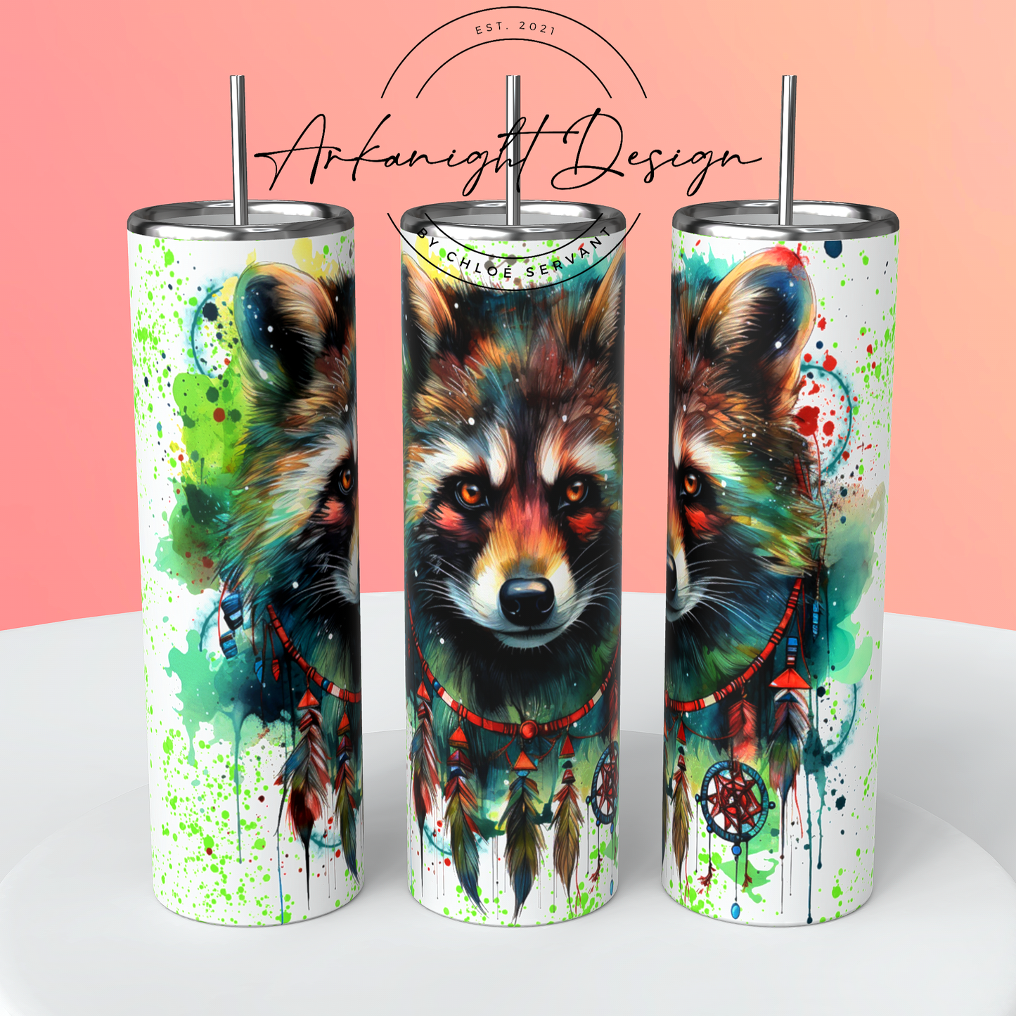 Gourde - Watercolor Boho racoon