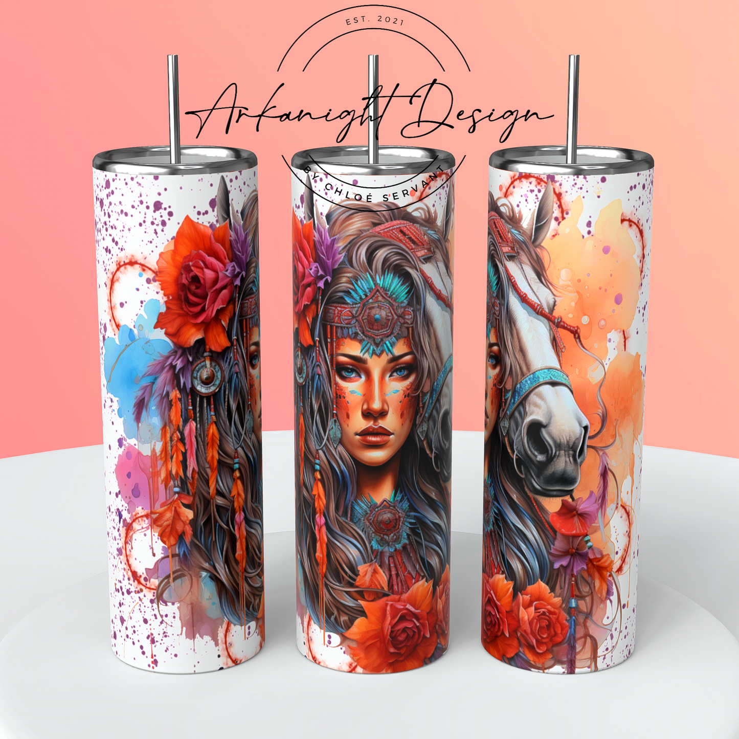 Gourde - Watercolor Boho Native Rider