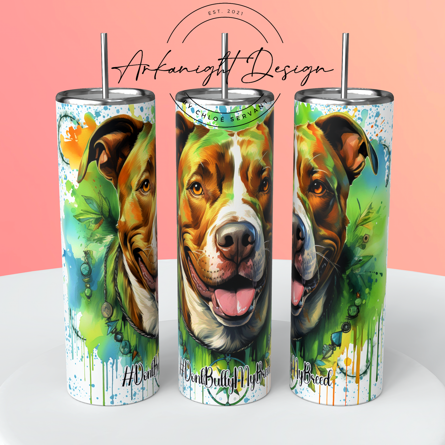 0057 -Gourde - #DontBullyMyBreed-White & Tan