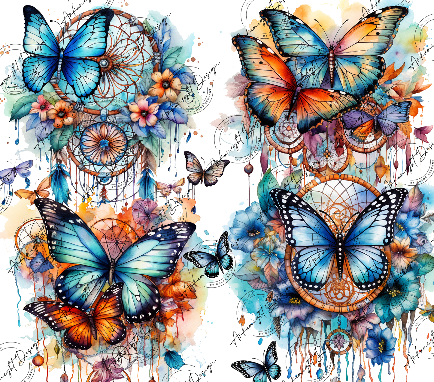 Watercolor Boho Butterfly
