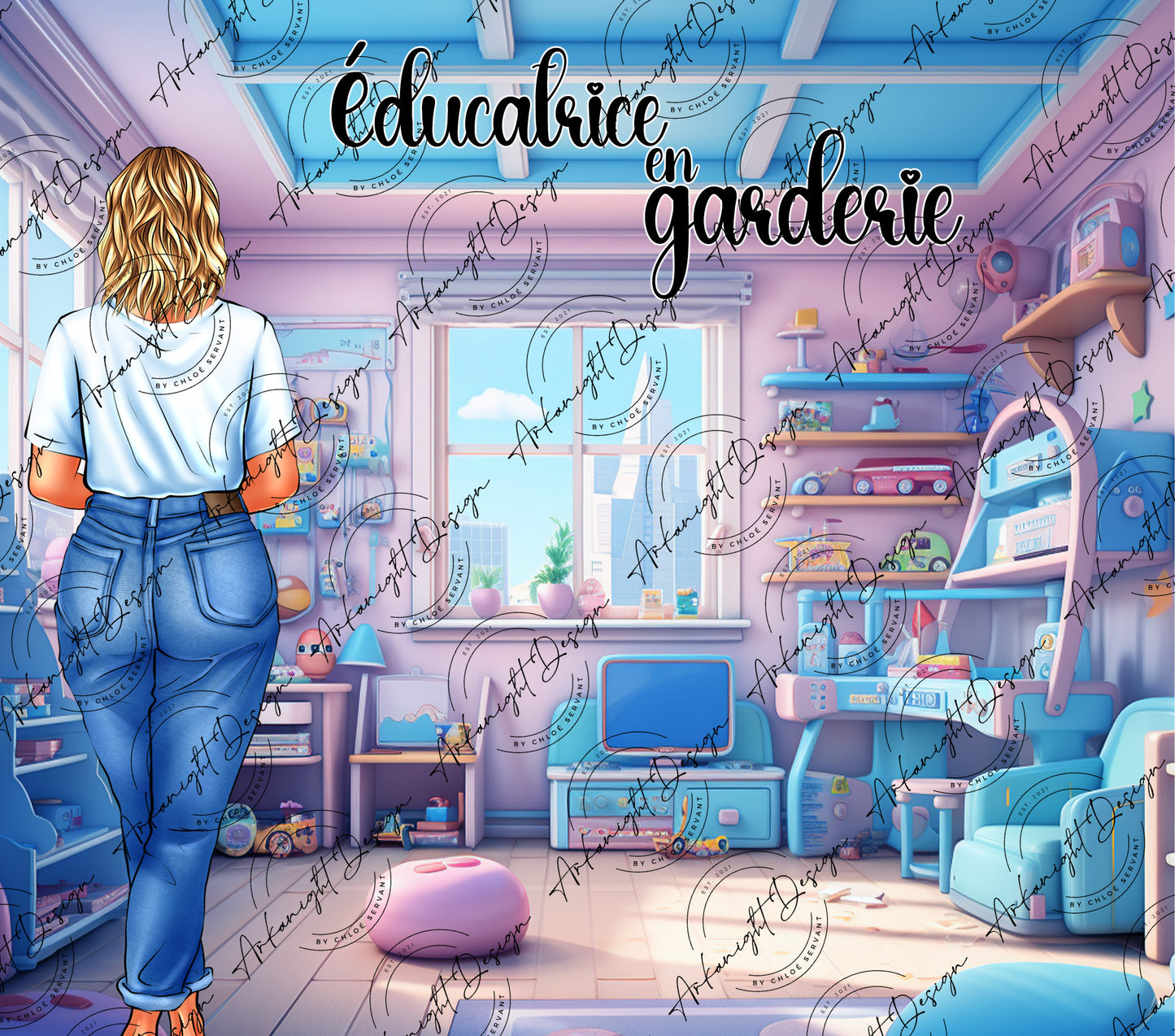 Éducatrice en Garderie - Cheveux Blond Court