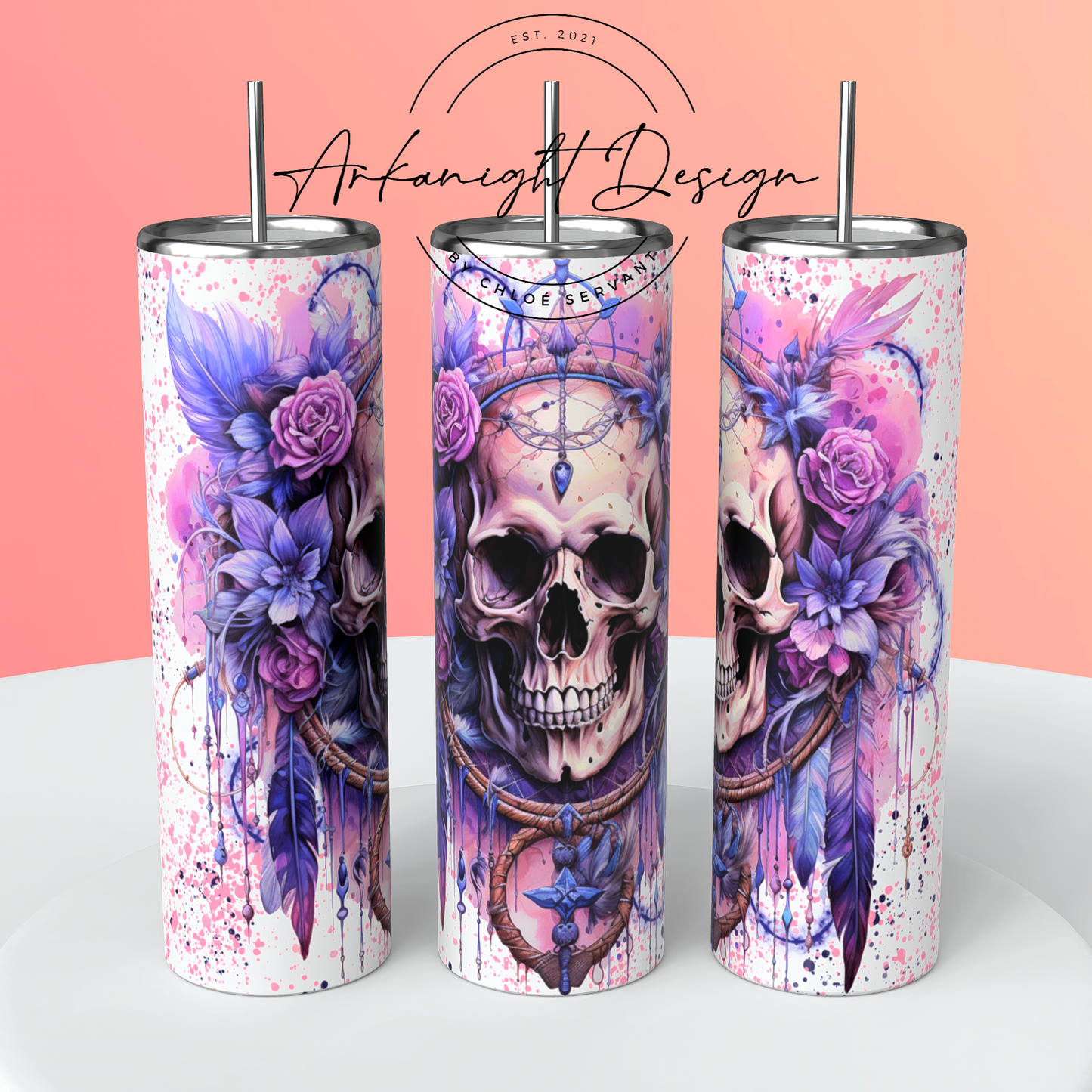 Watercolor Boho Skull
