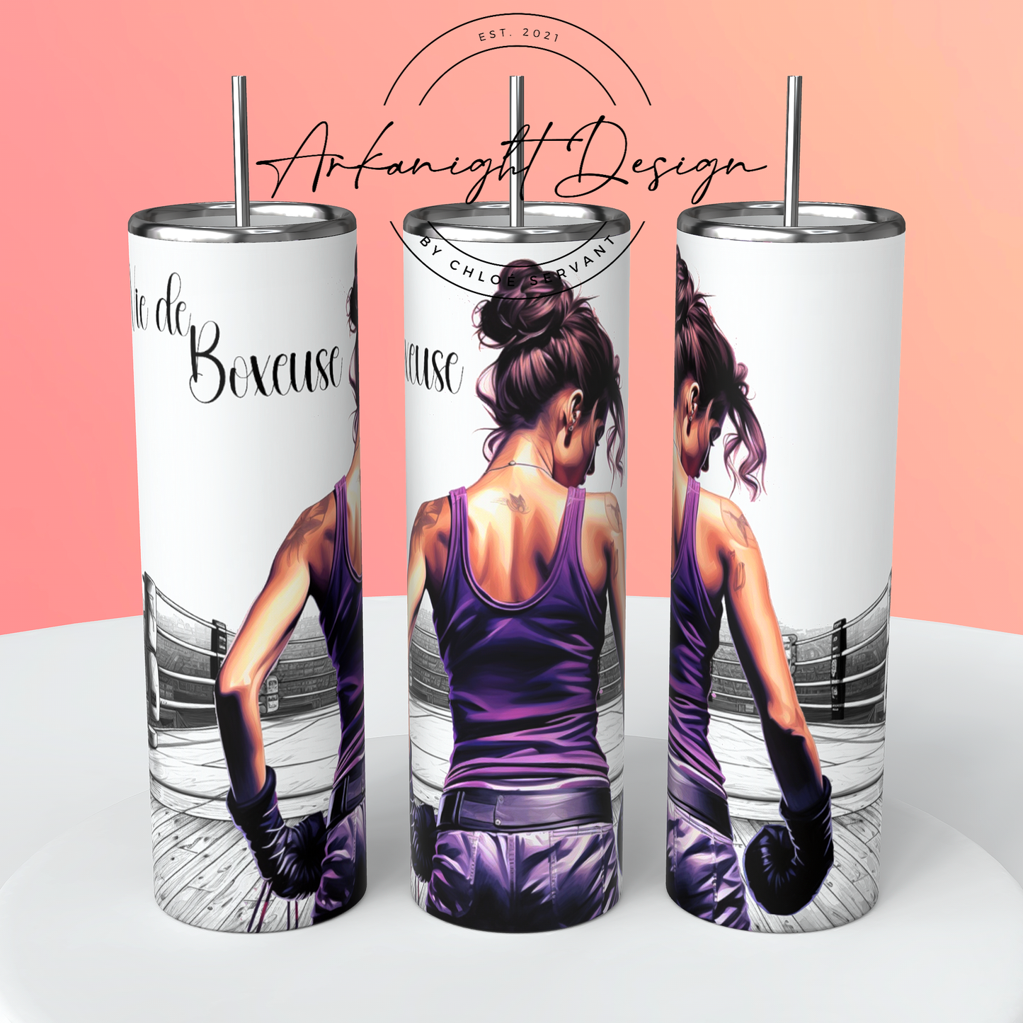 Gourde sur commande - Vie de Boxeuse - Brune