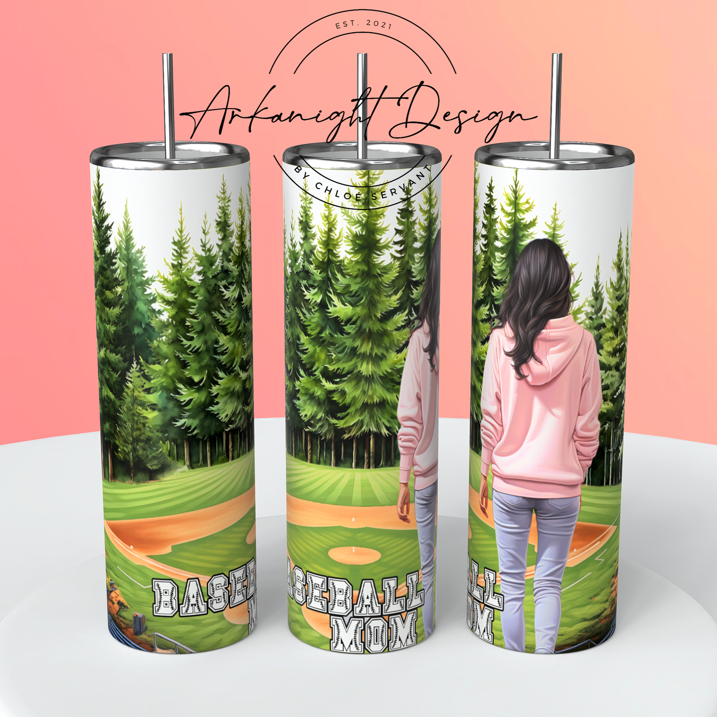 Gourde sur commande - Baseball Mom Noir