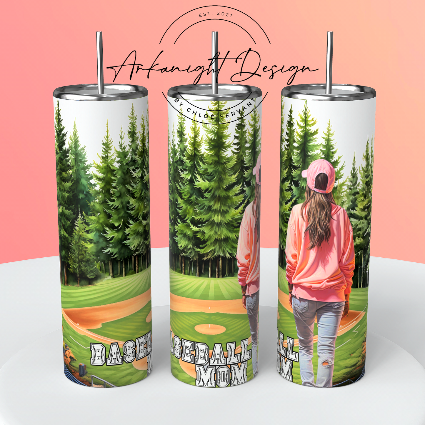 Gourde sur commande - Baseball Mom Brune