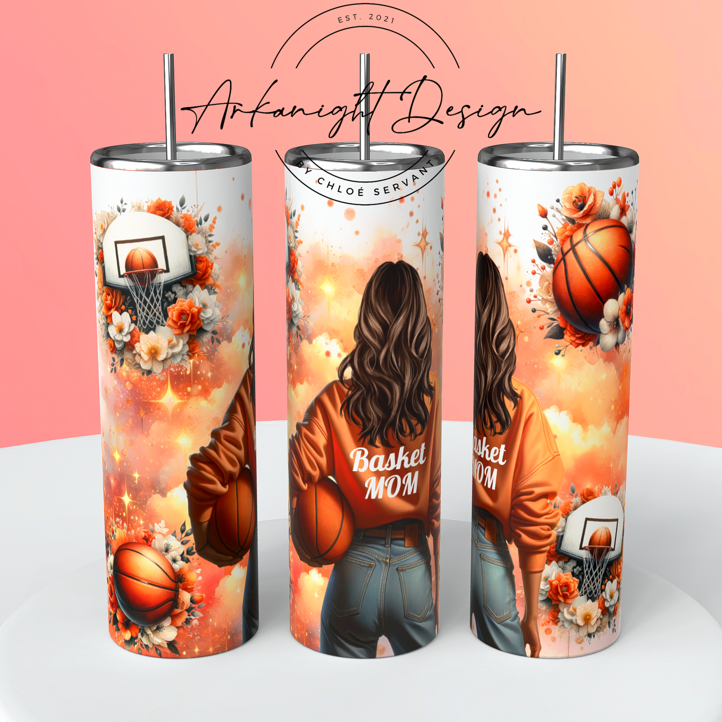 Gourde sur commande - Basket Mom - Cheveux Brun