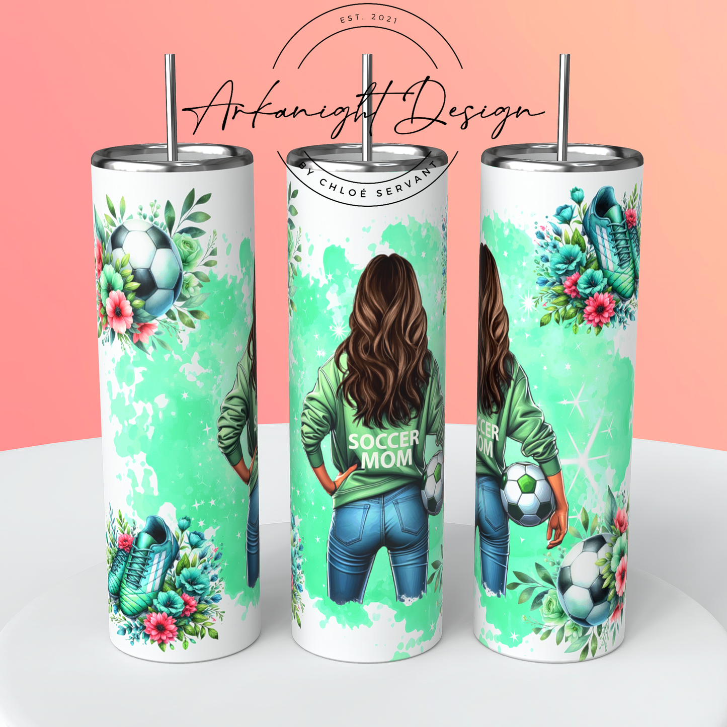 Gourde sur commande - Soccer Mom - Cheveux Brun