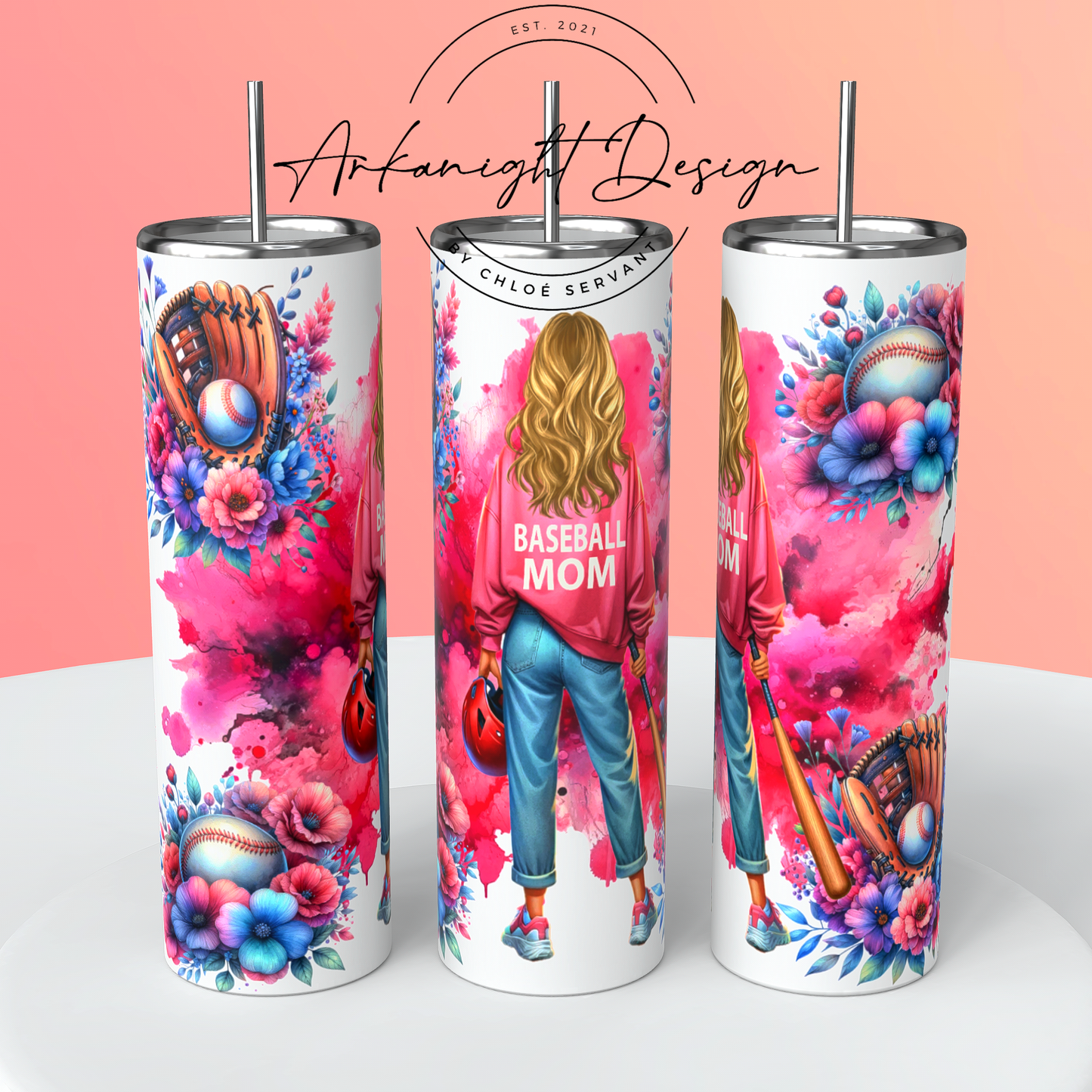 Gourde sur commande - Baseball Mom - Cheveux Blond