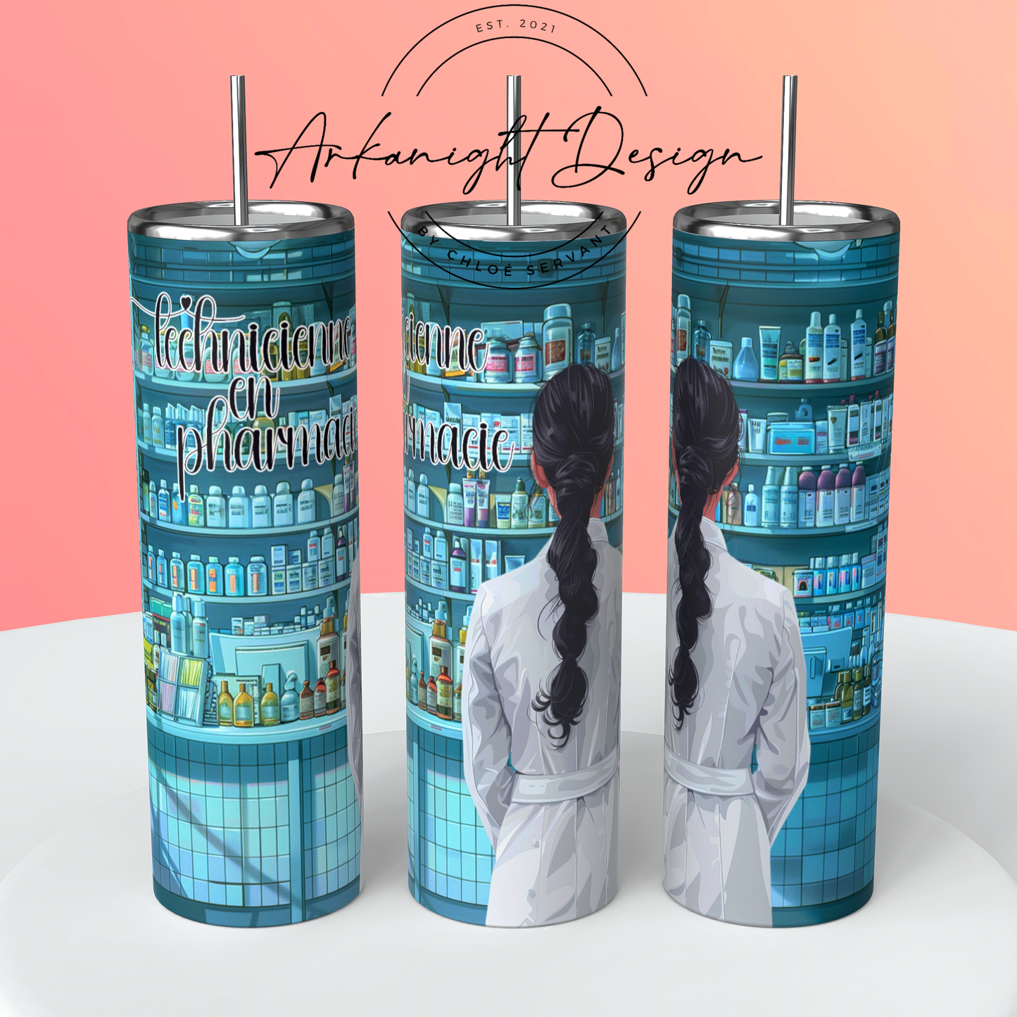 Gourde sur commande - Technicienne en Pharmacie - Noire