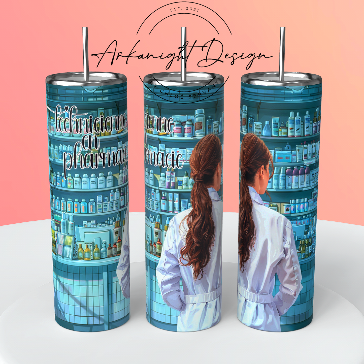 Gourde sur commande - Technicienne en Pharmacie - Brune