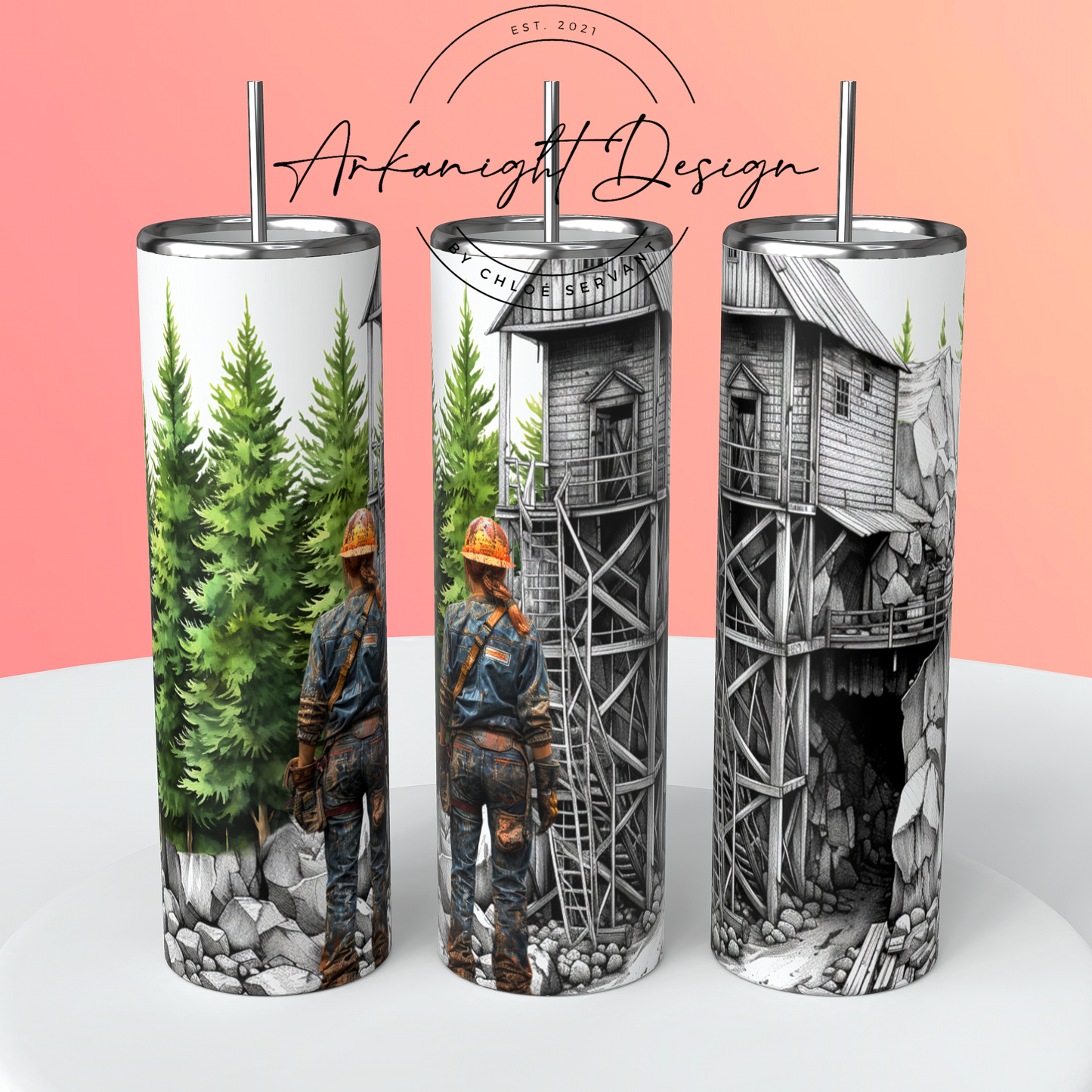 Gourde sur commande - Female Mining Worker