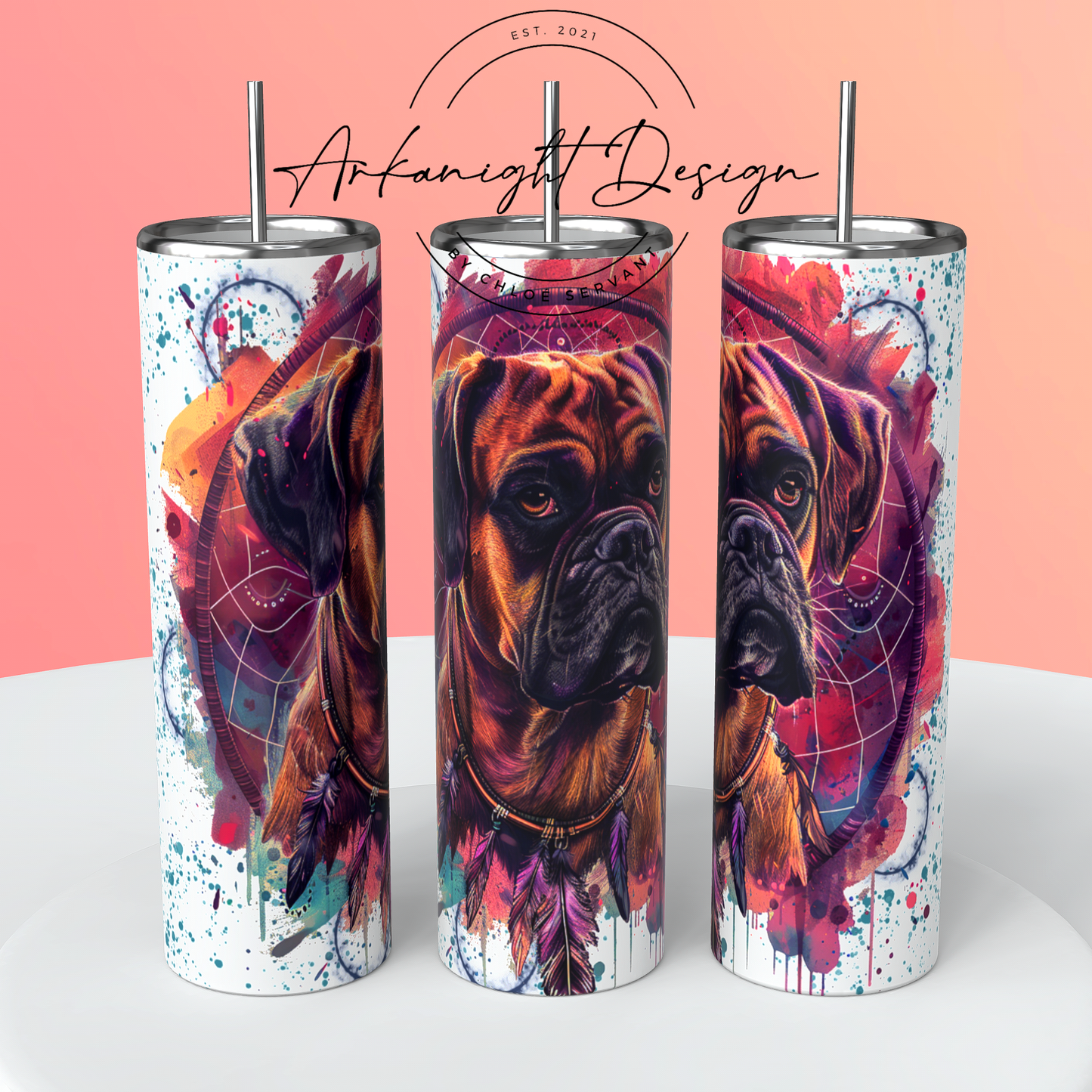 0020 -Gourde - Watercolor Boho Boxer