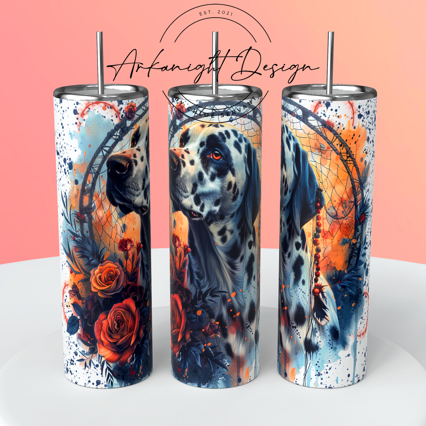 0048 - Gourde - Watercolor Boho Dalmatian