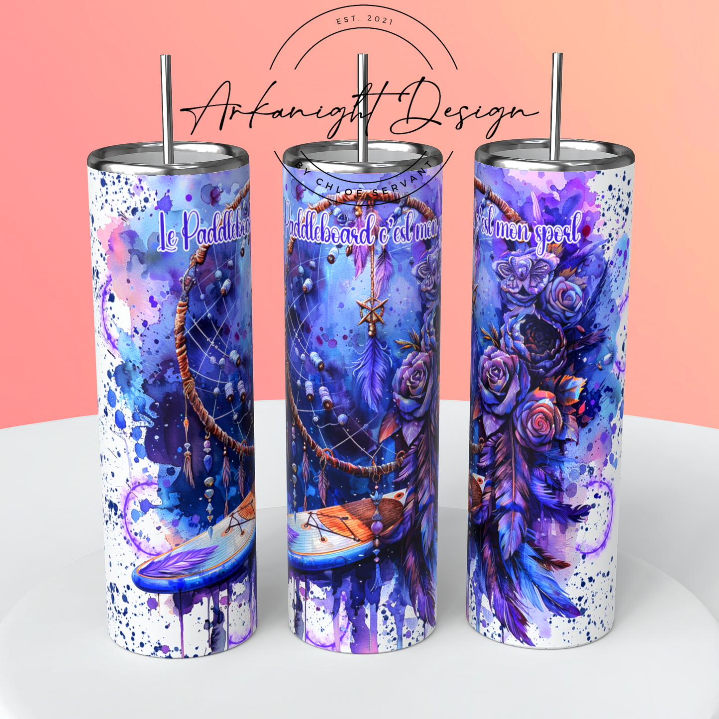 Gourde sur commande - Watercolor Boho Paddleboard