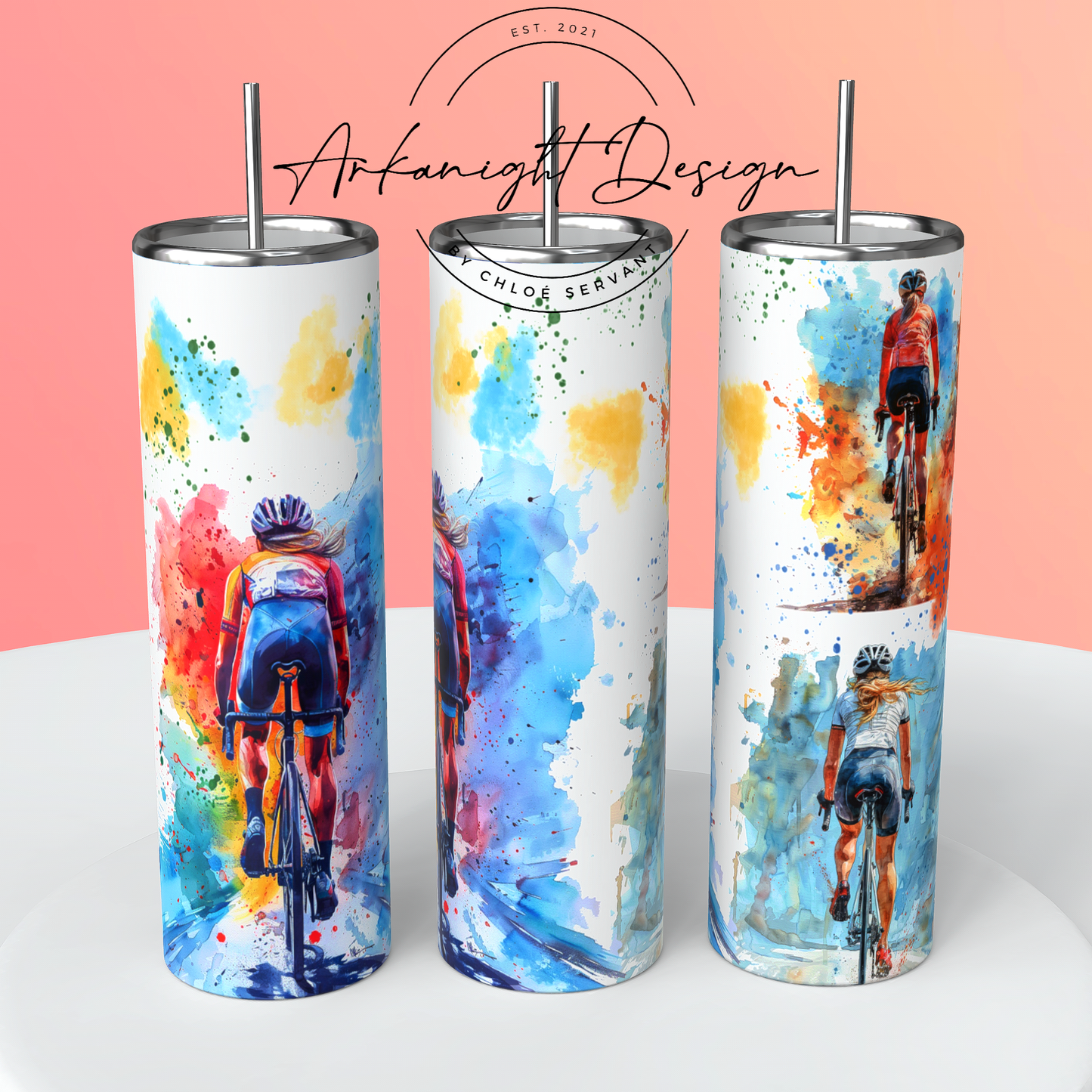 Gourde sur commande - Le vélo - Féminin - Sans Texte - Ajoute un prénom