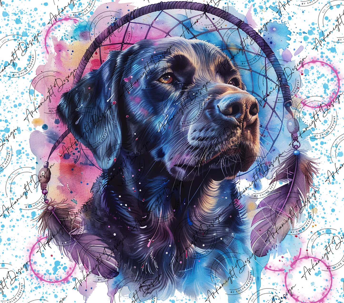 Numérique - Watercolor Boho Black Labrador