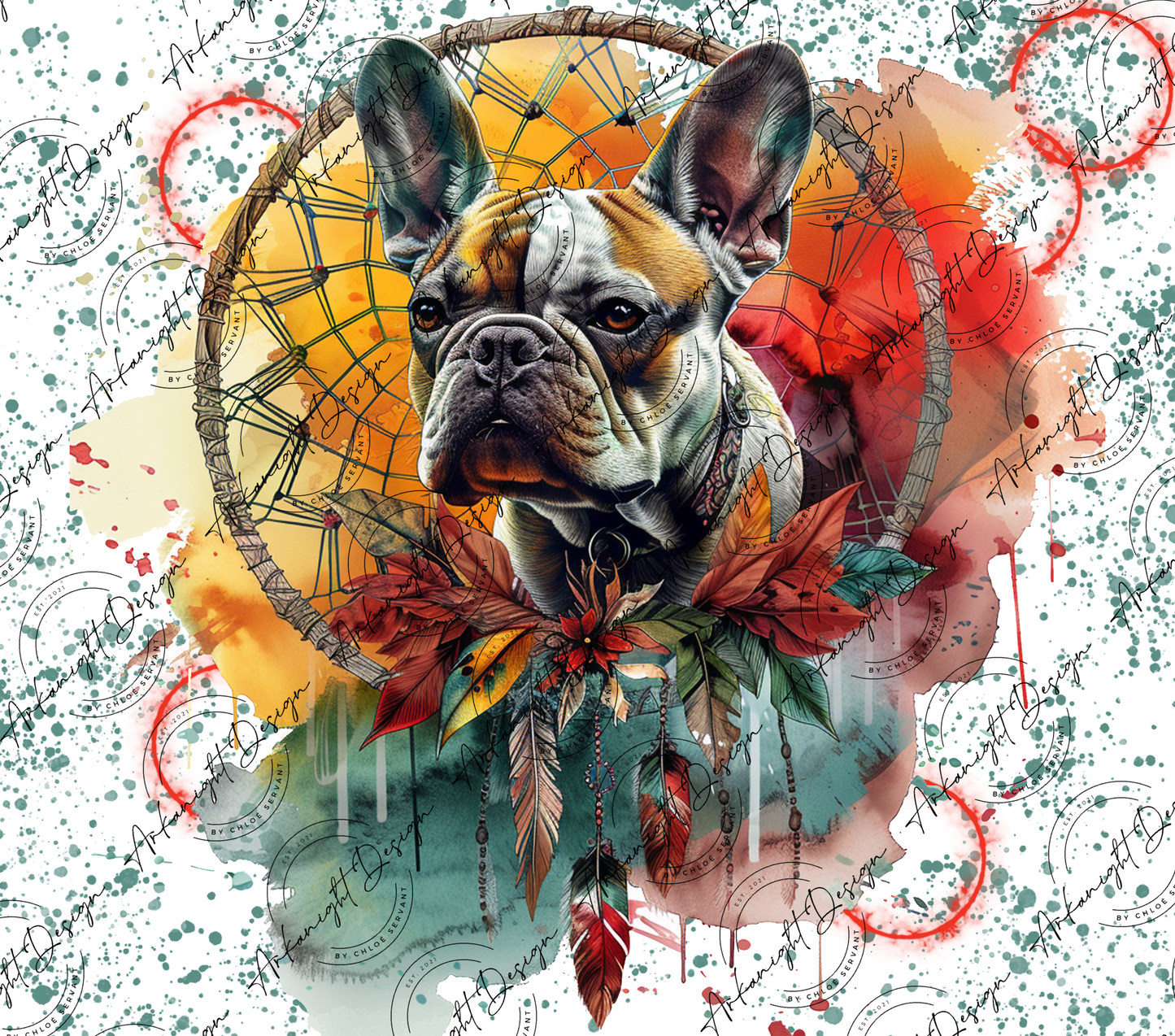Numérique - Watercolor Boho French Bulldog-08
