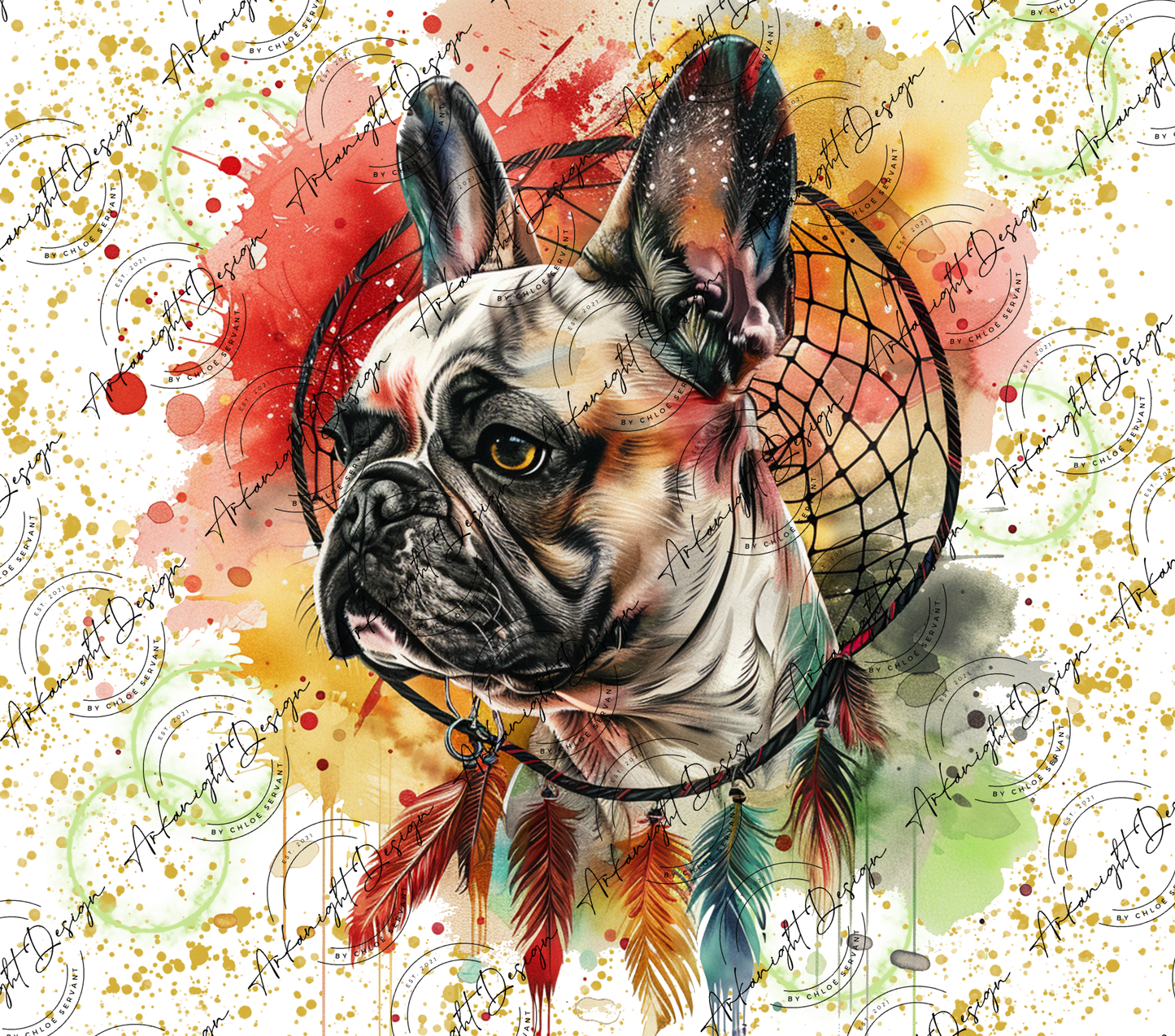 Numérique - Watercolor Boho French Bulldog-02
