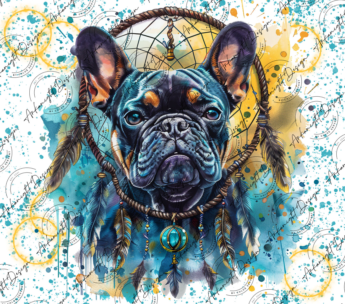 Numérique - Watercolor Boho French Bulldog-04