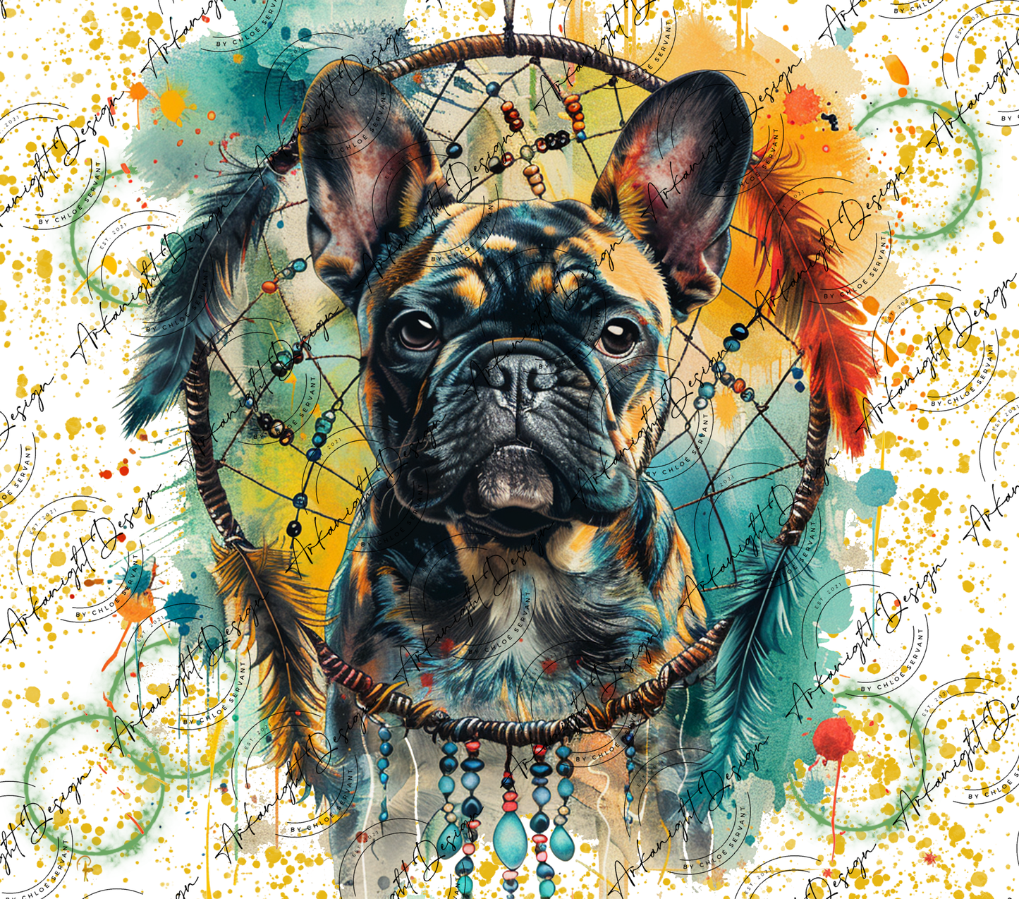 Numérique - Watercolor Boho French Bulldog-05
