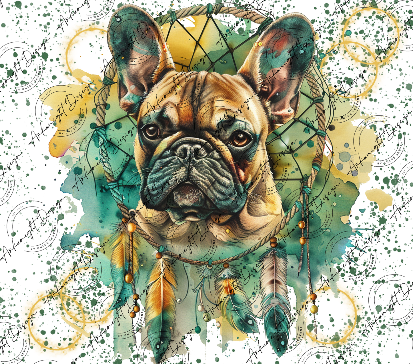 Numérique - Watercolor Boho French Bulldog-06