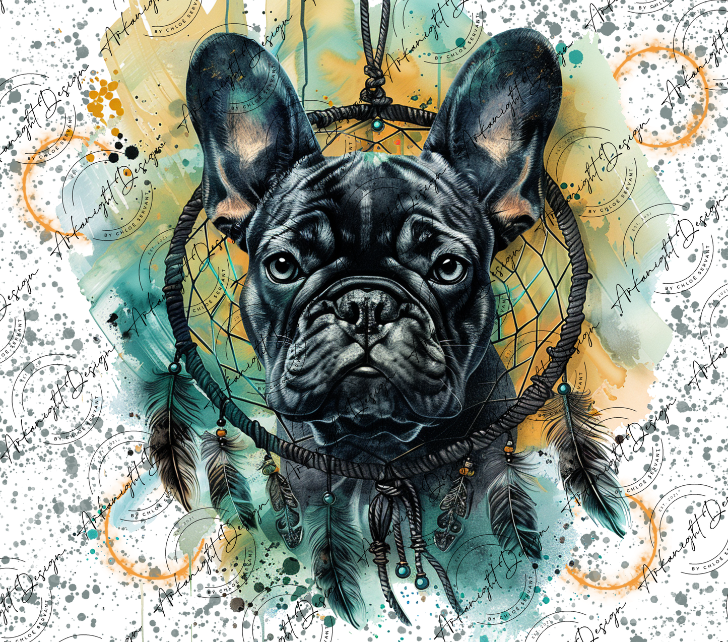Numérique - Watercolor Boho French Bulldog-07