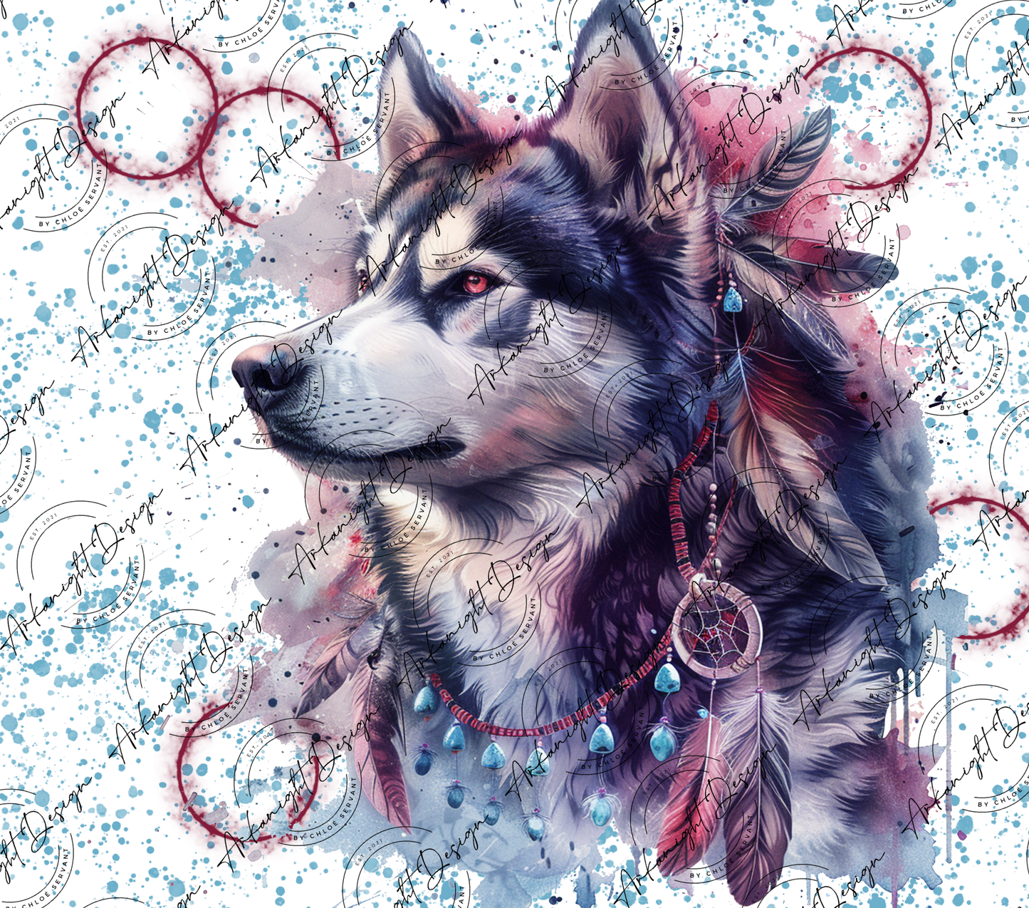 Numérique - Watercolor Boho Malamute