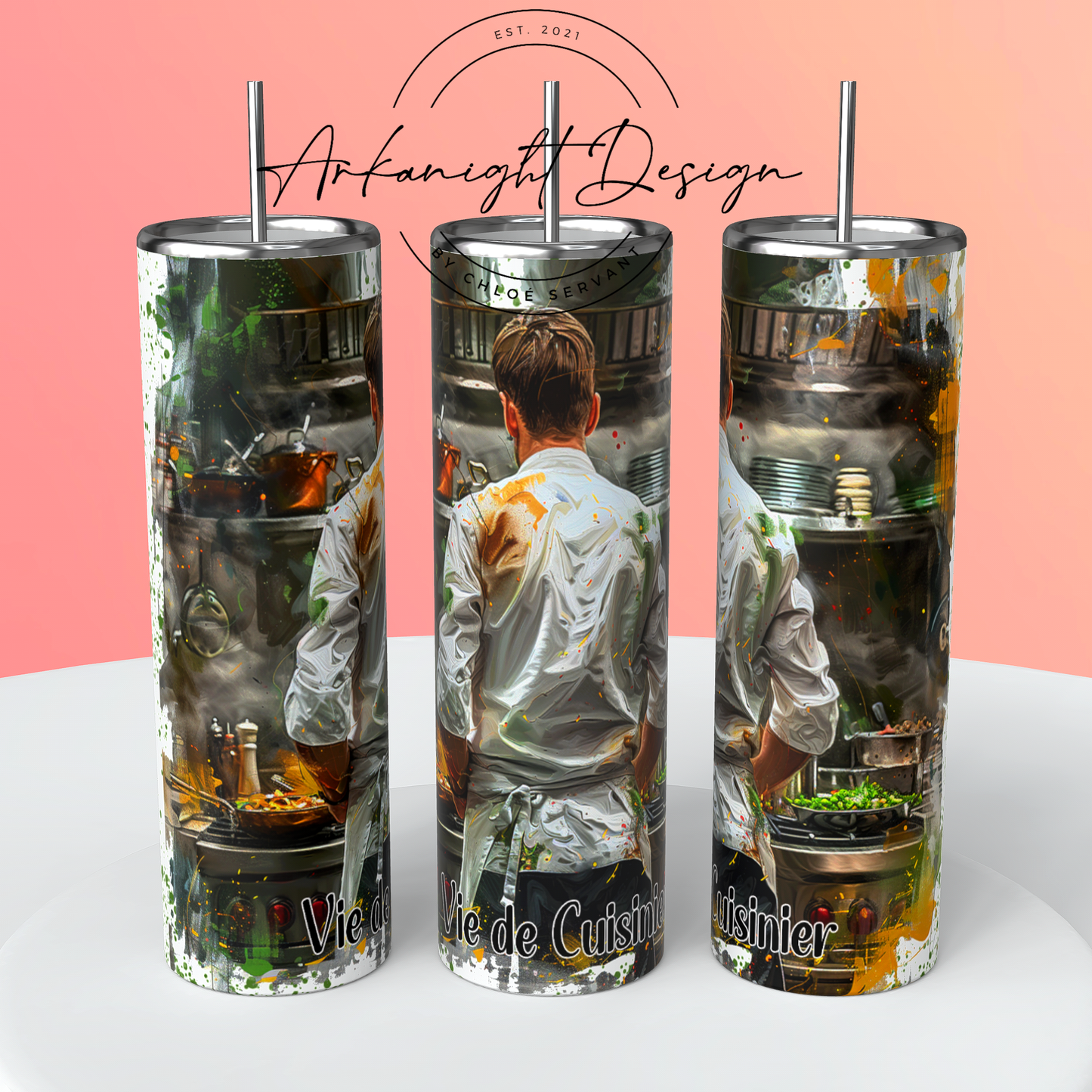 Gourde sur commande - Vie de Cuisiner- Cheveux Brun