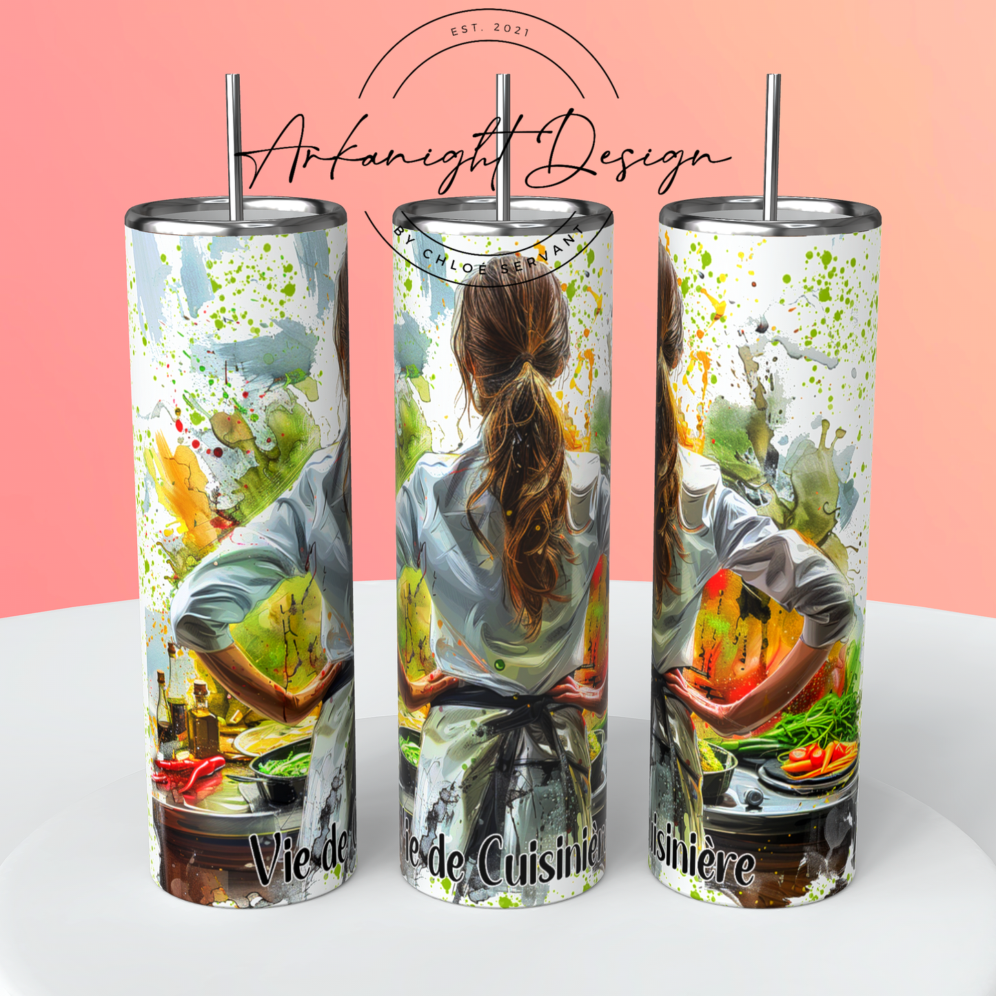 Gourde sur commande - Vie de Cuisinière- Cheveux Brun