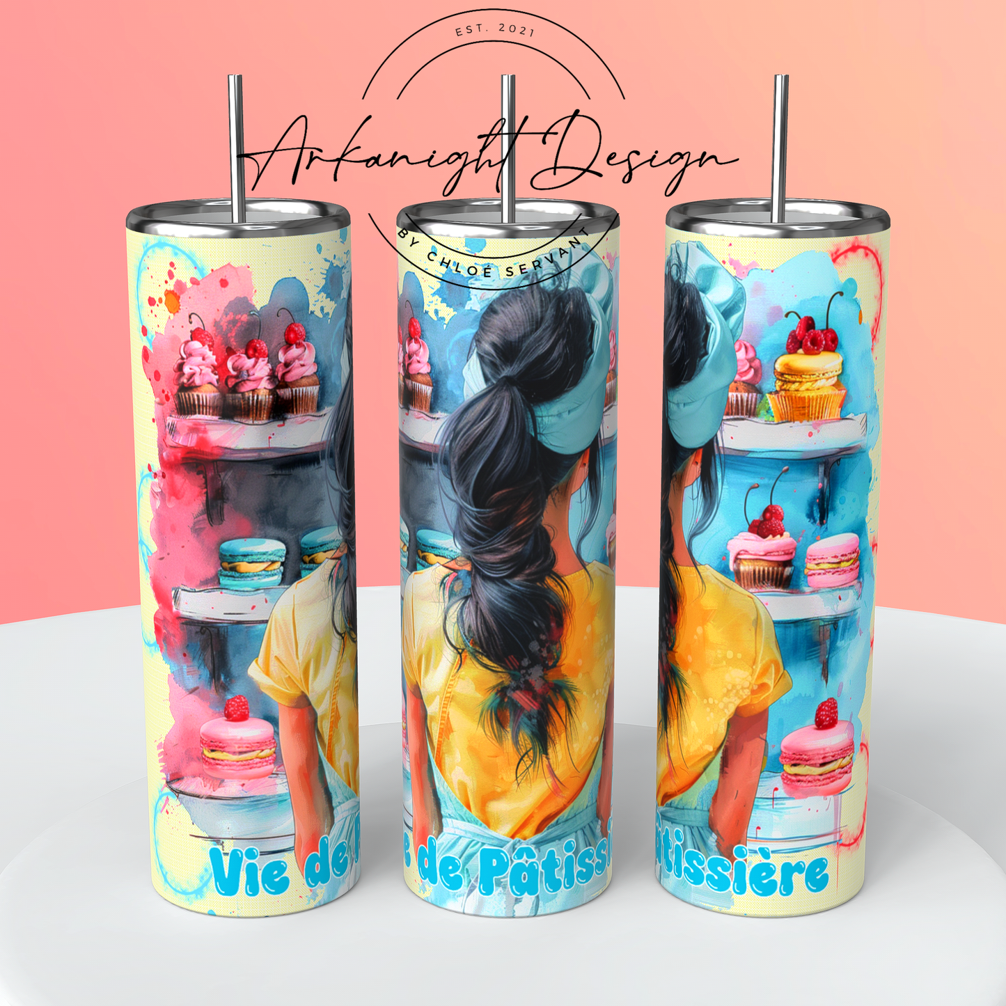 Gourde sur commande - Vie de Pâtissière- Cheveux Noir