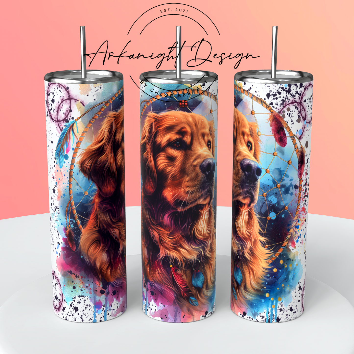 Numérique - Watercolor Boho Red Golden Retriever