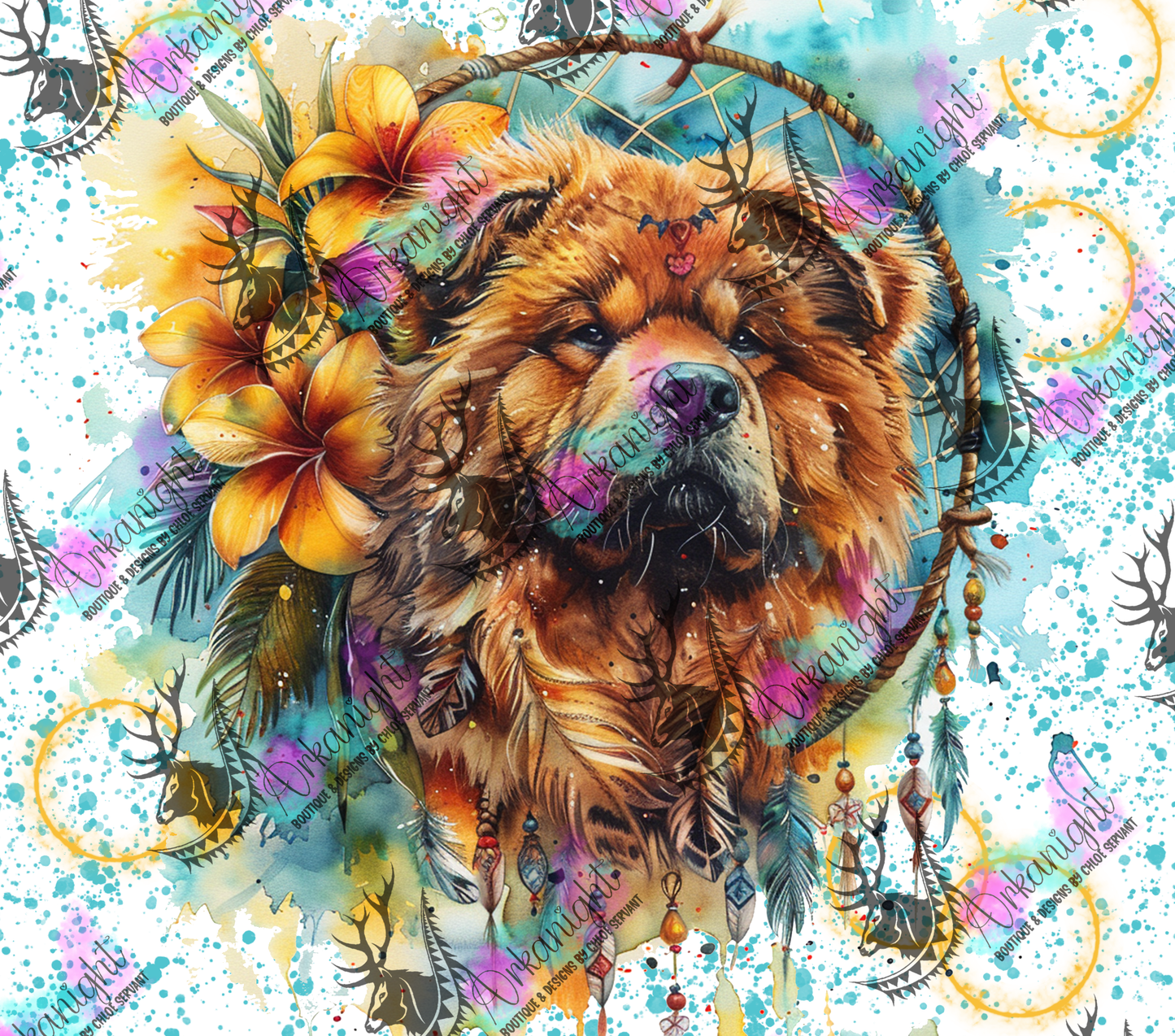 Numérique - Watercolor Boho Chow Chow
