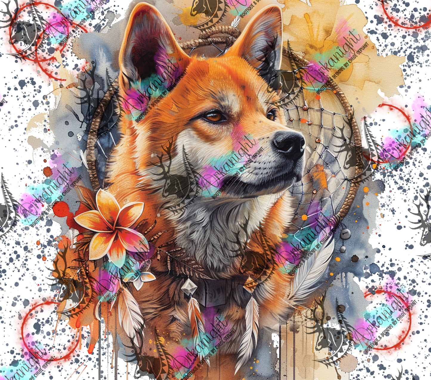 Numérique - Watercolor Boho Shiba Inu