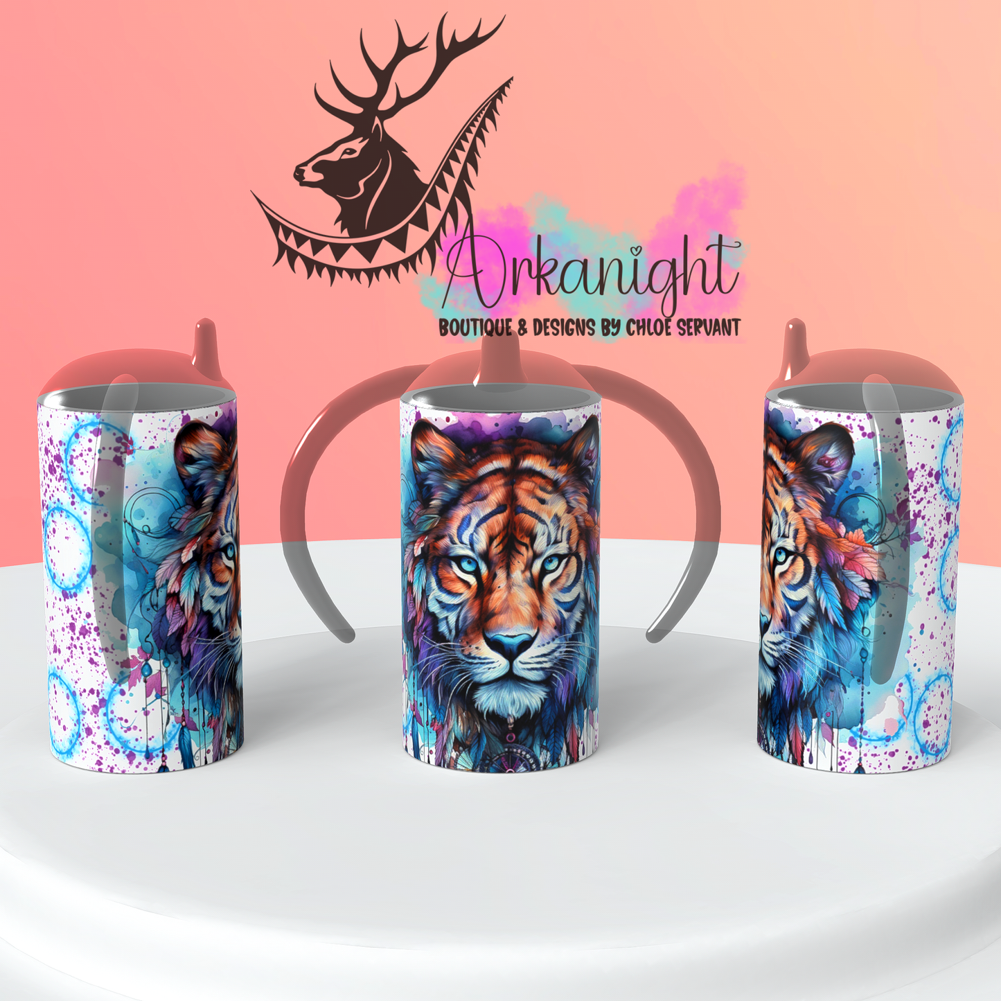 Gourde - Biberon Évolutif sur commande - Watercolor Boho Tiger