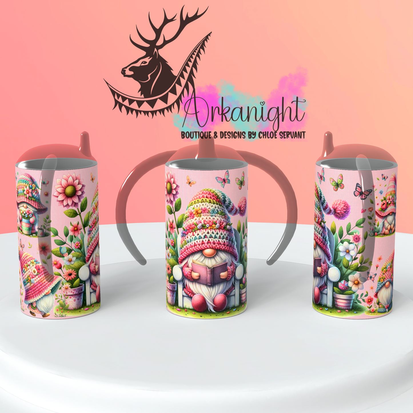 Gourde - Biberon Évolutif sur commande - Pink Summer Gnome