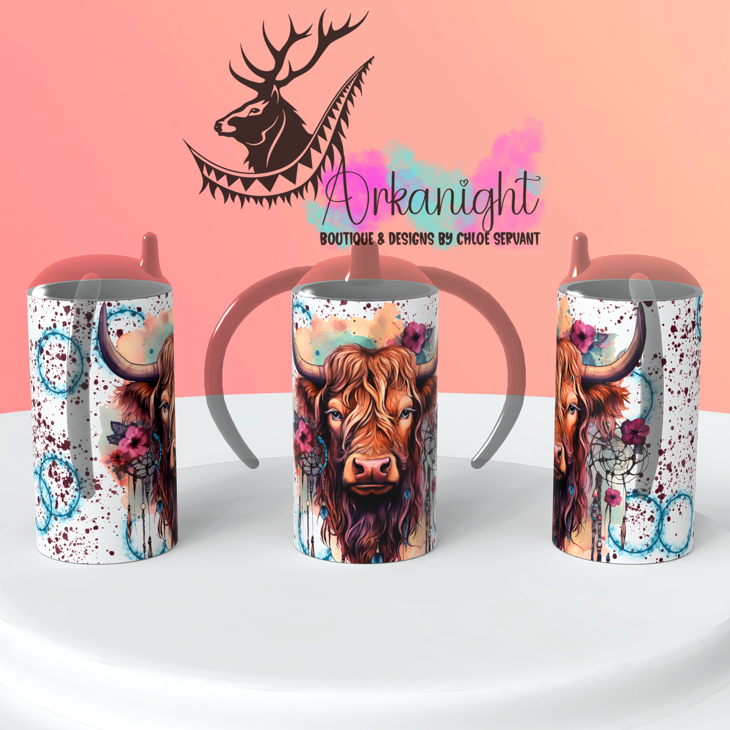 Gourde - Biberon Évolutif sur commande - Watercolor Boho Highland Cow