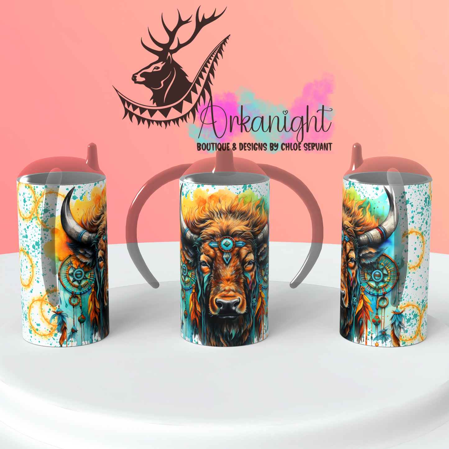 Gourde - Biberon Évolutif sur commande - Watercolor Boho Bison