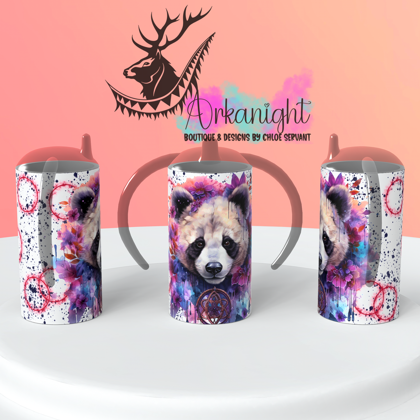 Gourde - Biberon Évolutif sur commande - Watercolor Boho Panda