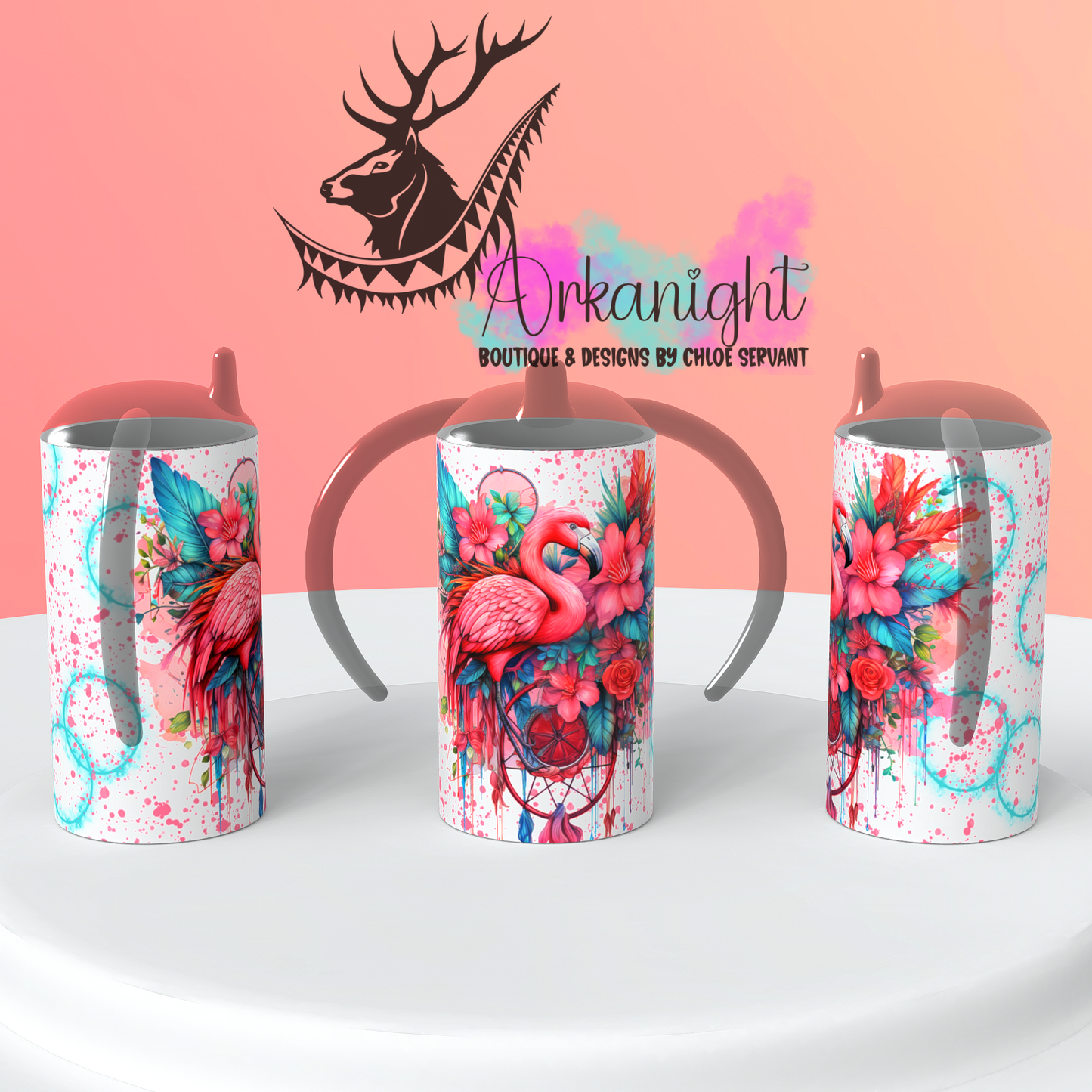 Gourde - Biberon Évolutif sur commande - Watercolor Boho Flamingo
