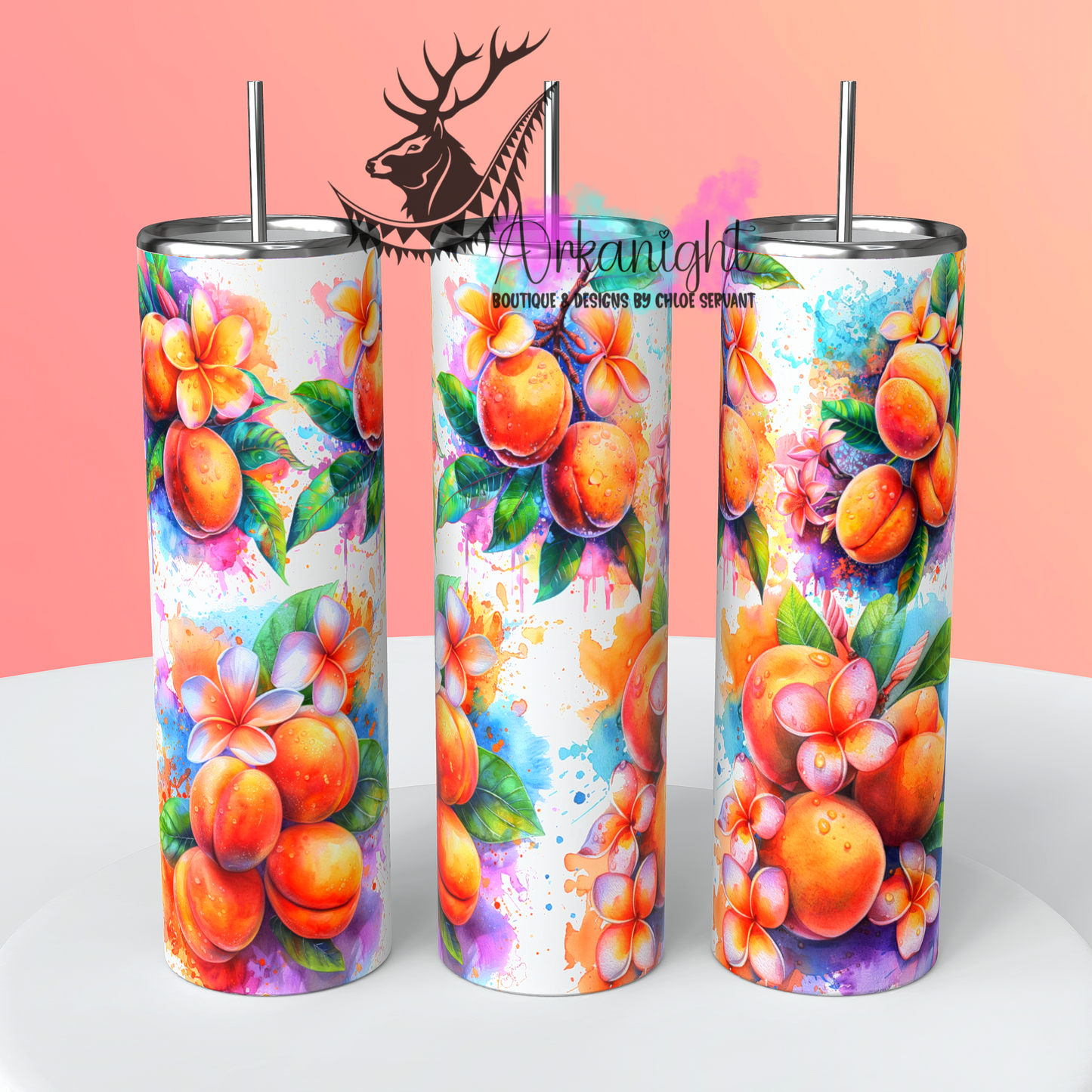 Gourde sur commande - Watercolor Peaches