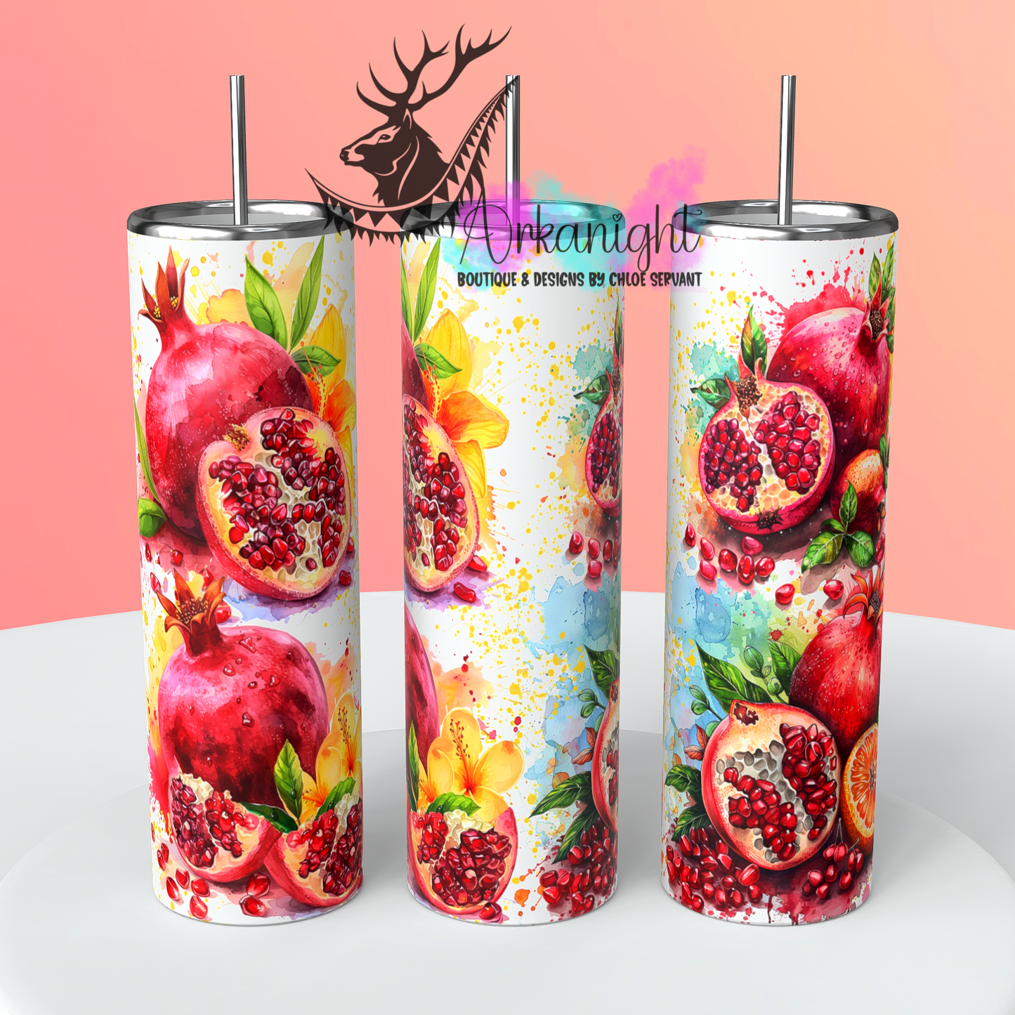 Gourde sur commande - Watercolor Pomegrenate