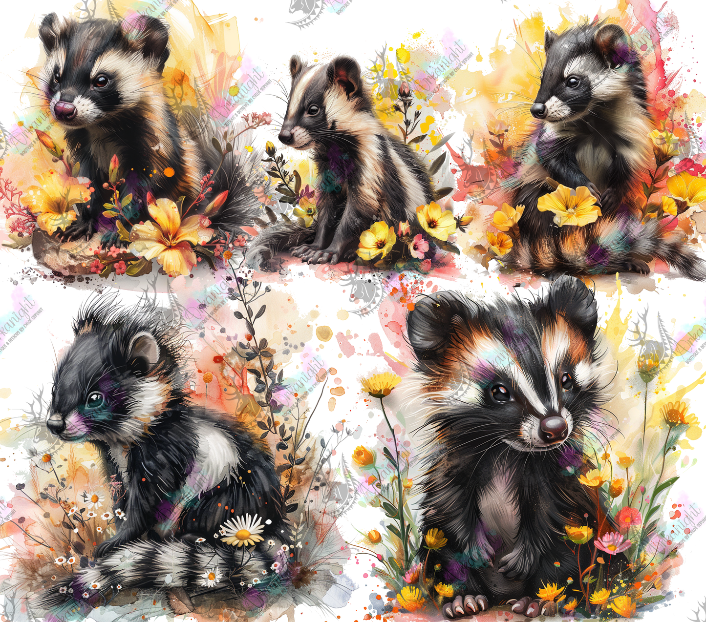 Numérique - Watercolor Summer Skunk