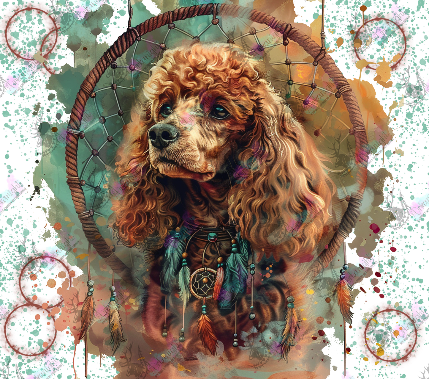 Numérique - Watercolor Boho Abricot Poodle