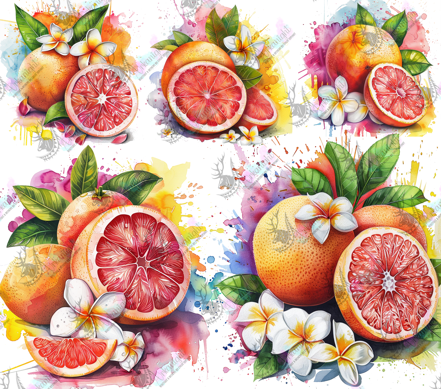 Numérique - Watercolor Pamplemousse